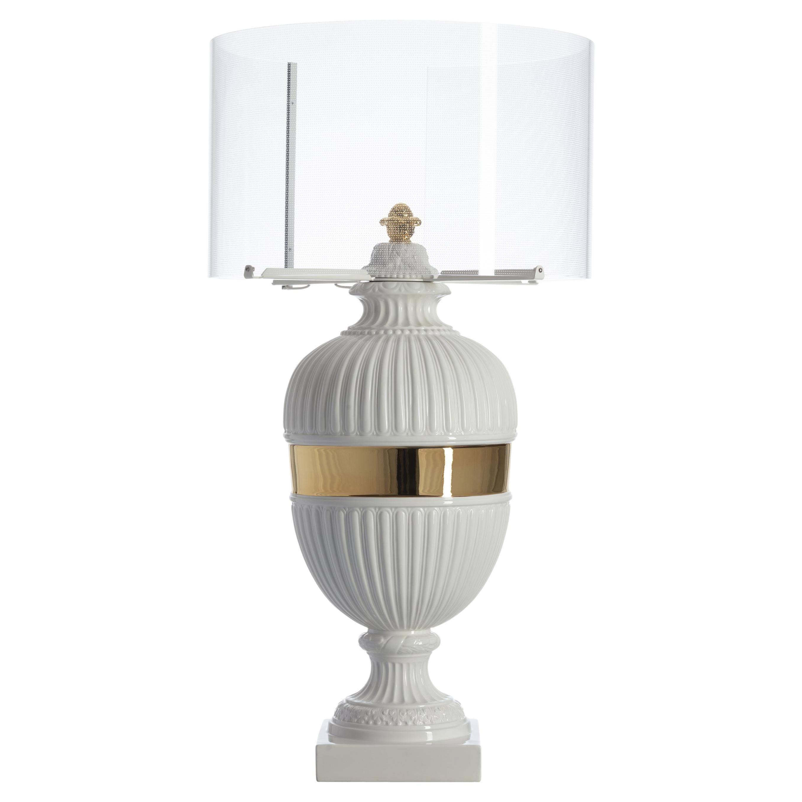 Psyche Touch Lamp, White & Gold For Sale