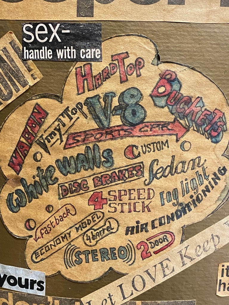 Psychedelic 60s Counter Culture Collage Packing Crate For Sale at 1stDibs