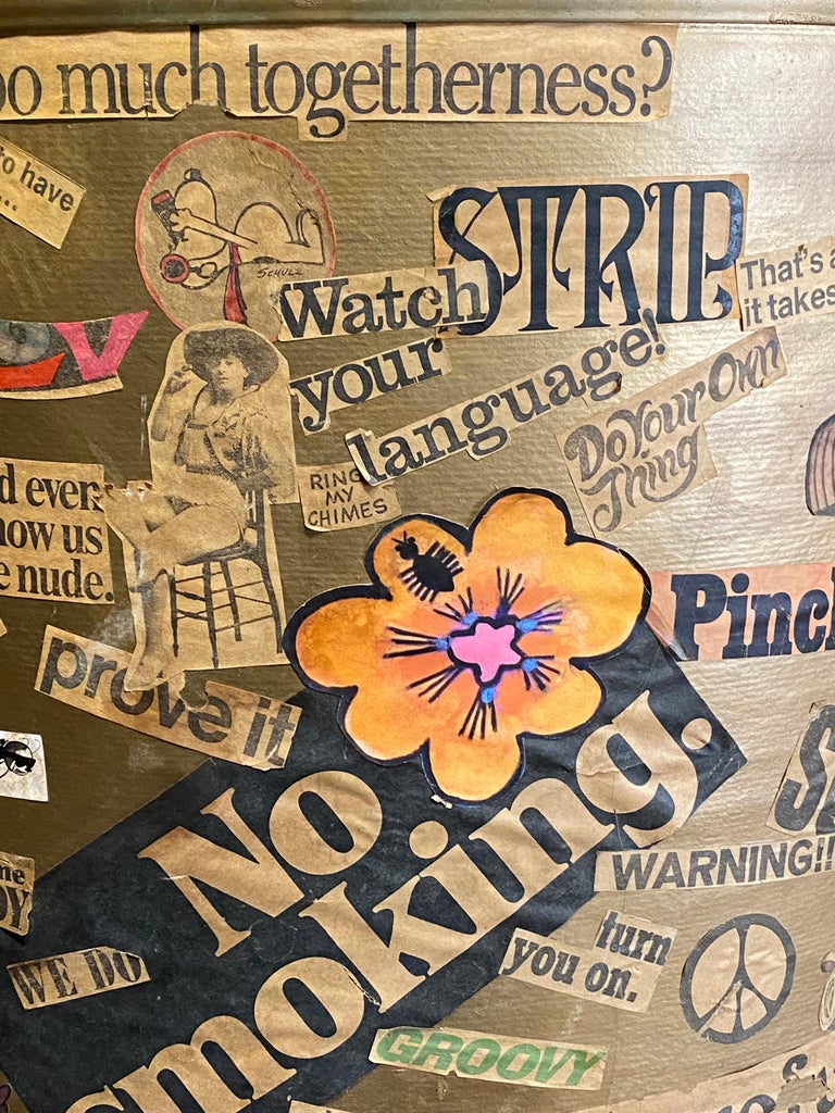 Psychedelic 60s Counter Culture Collage Packing Crate For Sale at 1stDibs
