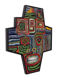 Psychedelic Ceramic Wall Art ''The Smile ?'' Karel F.van der Wilk . 1977 Holland