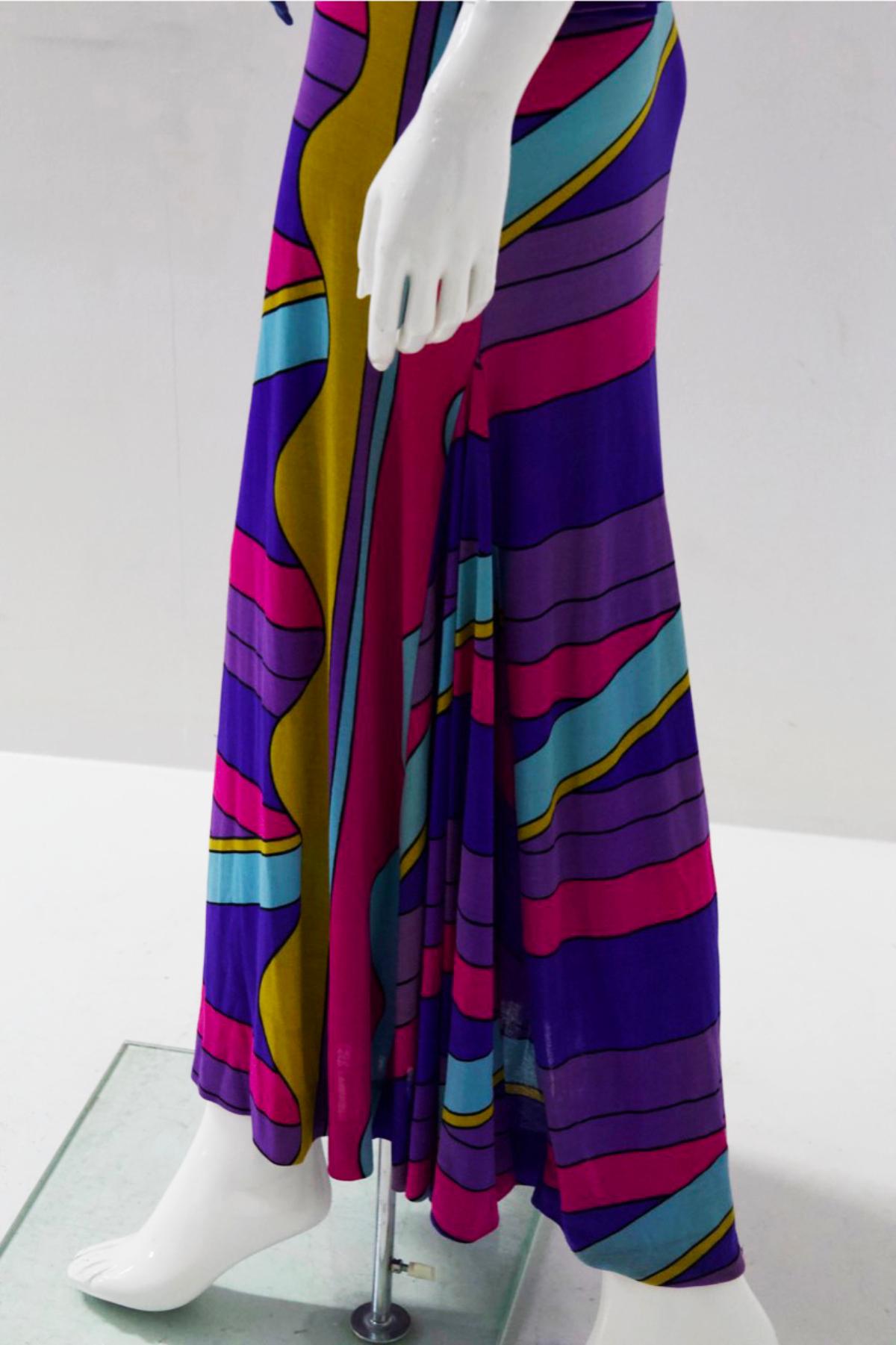 Psychedelic Louis Féraud maxi dress In Good Condition In Milano, IT