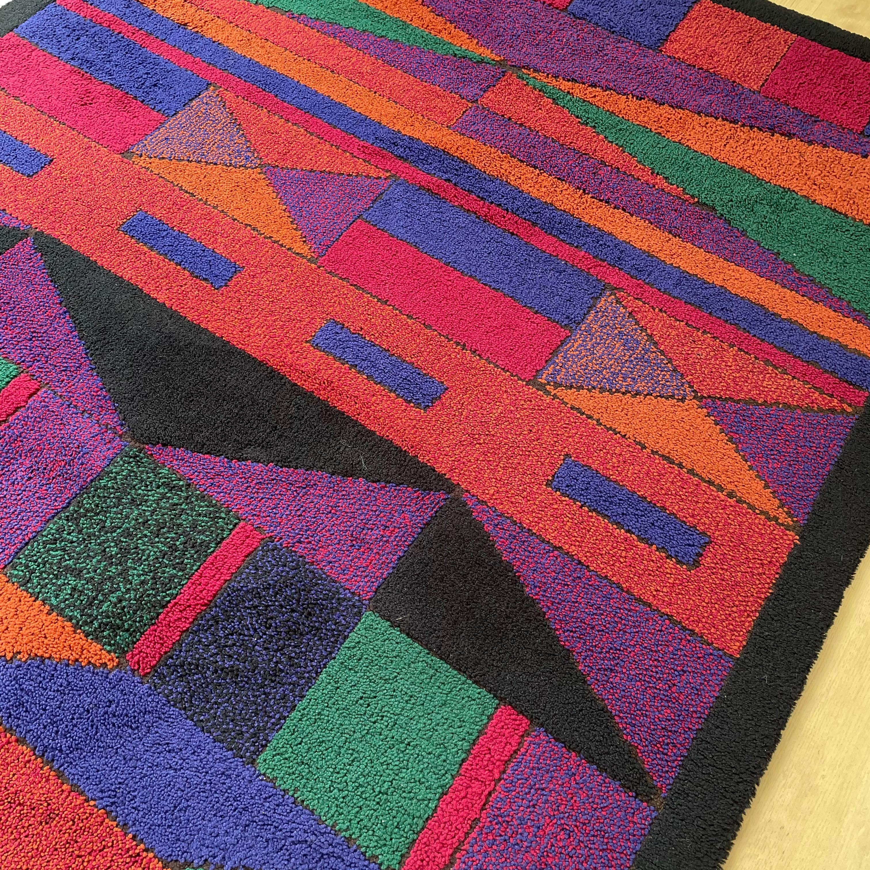 Psychedelic Memphis Style abstract Rug Carpet by Atrium Tefzet, Germany 1980s For Sale 3