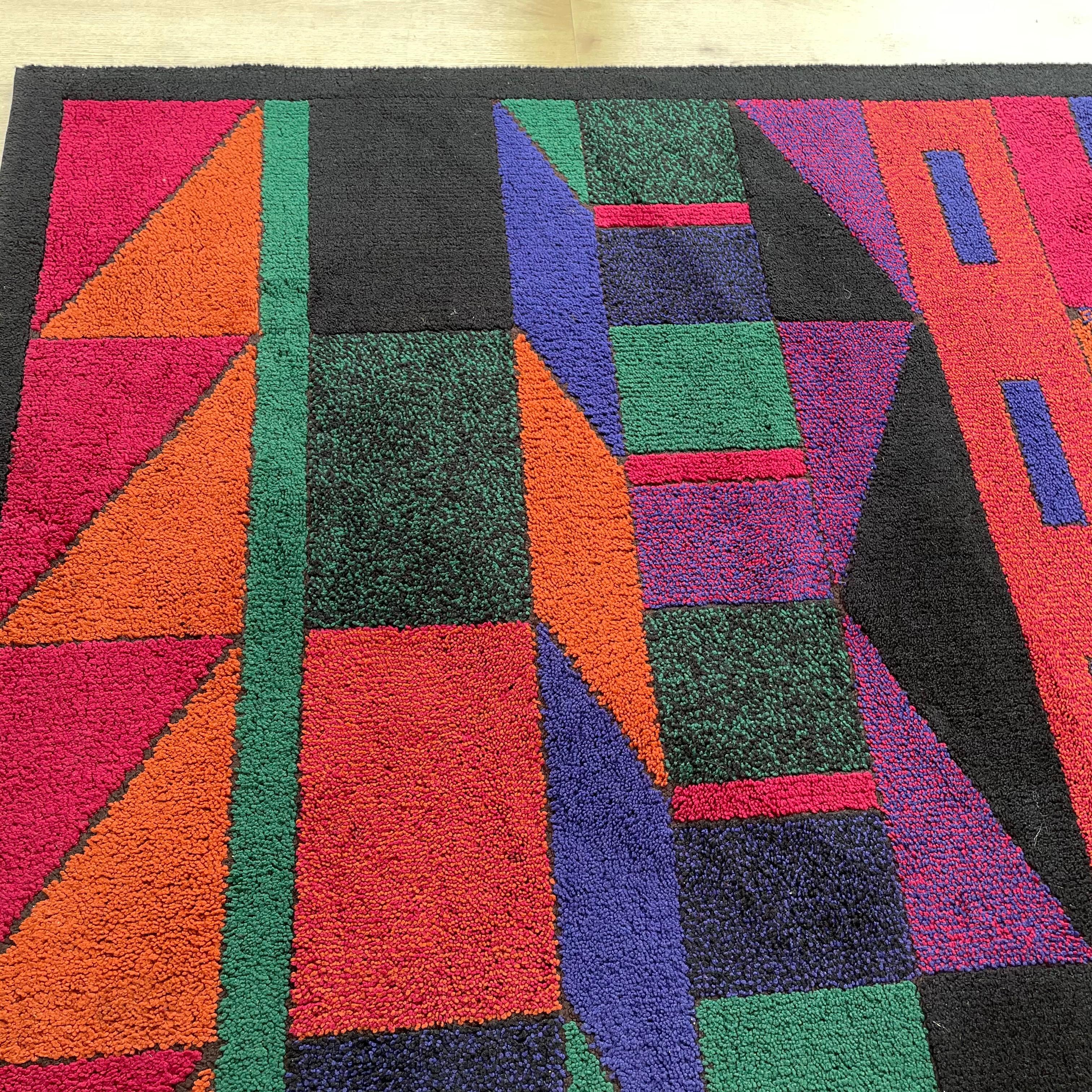Psychedelic Memphis Style abstract Rug Carpet by Atrium Tefzet, Germany 1980s For Sale 4