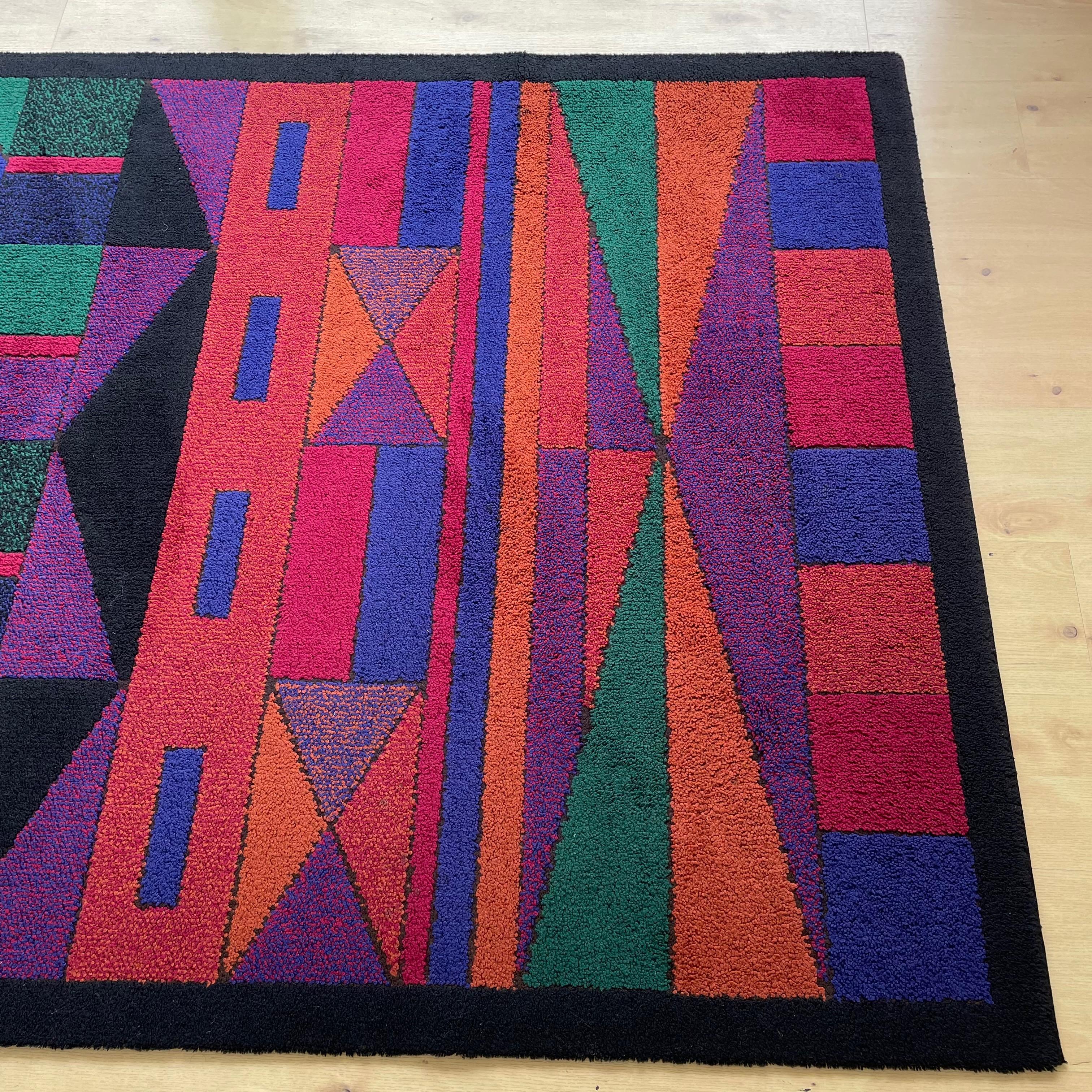 Psychedelic Memphis Style abstract Rug Carpet by Atrium Tefzet, Germany 1980s For Sale 5