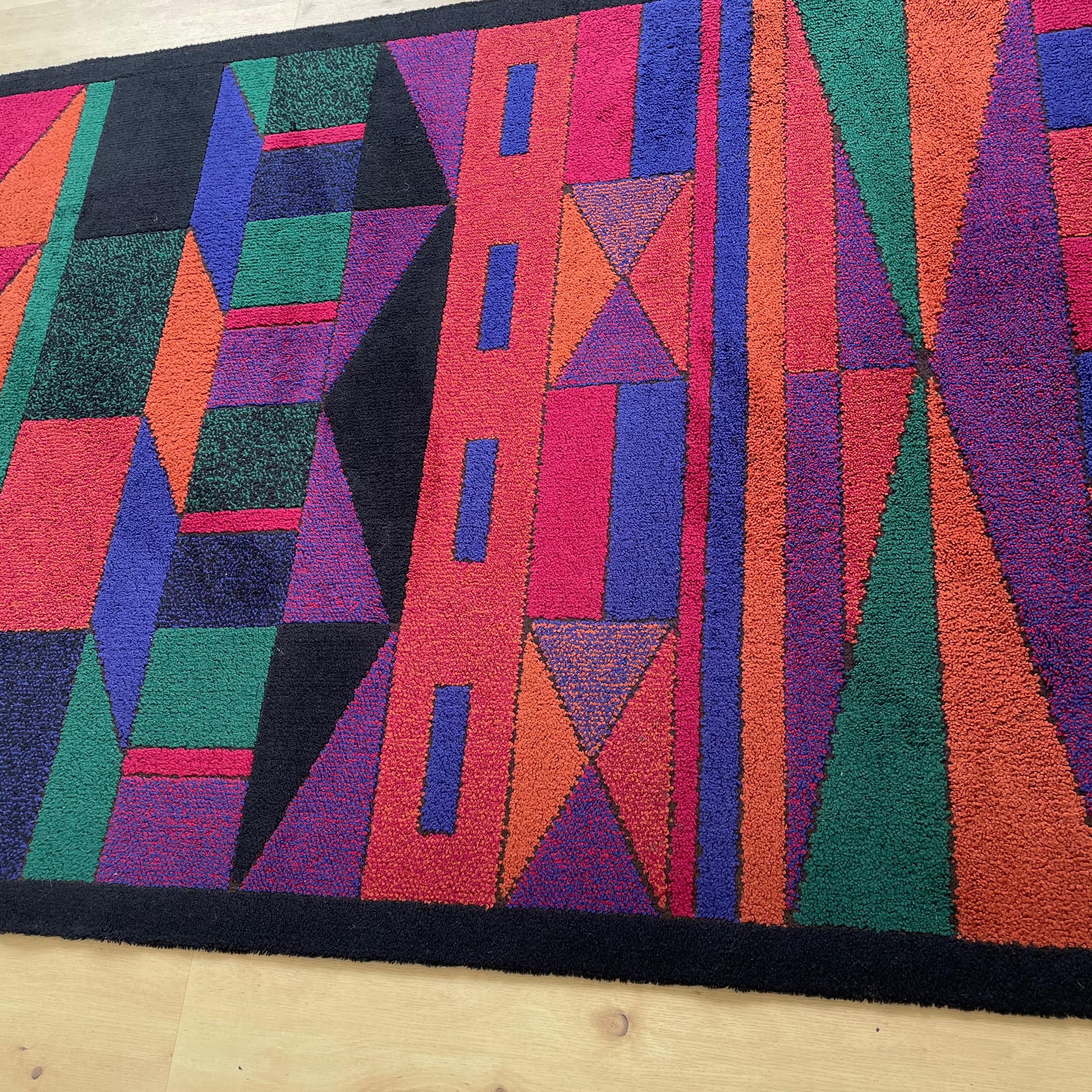 Psychedelic Memphis Style abstract Rug Carpet by Atrium Tefzet, Germany 1980s For Sale 6