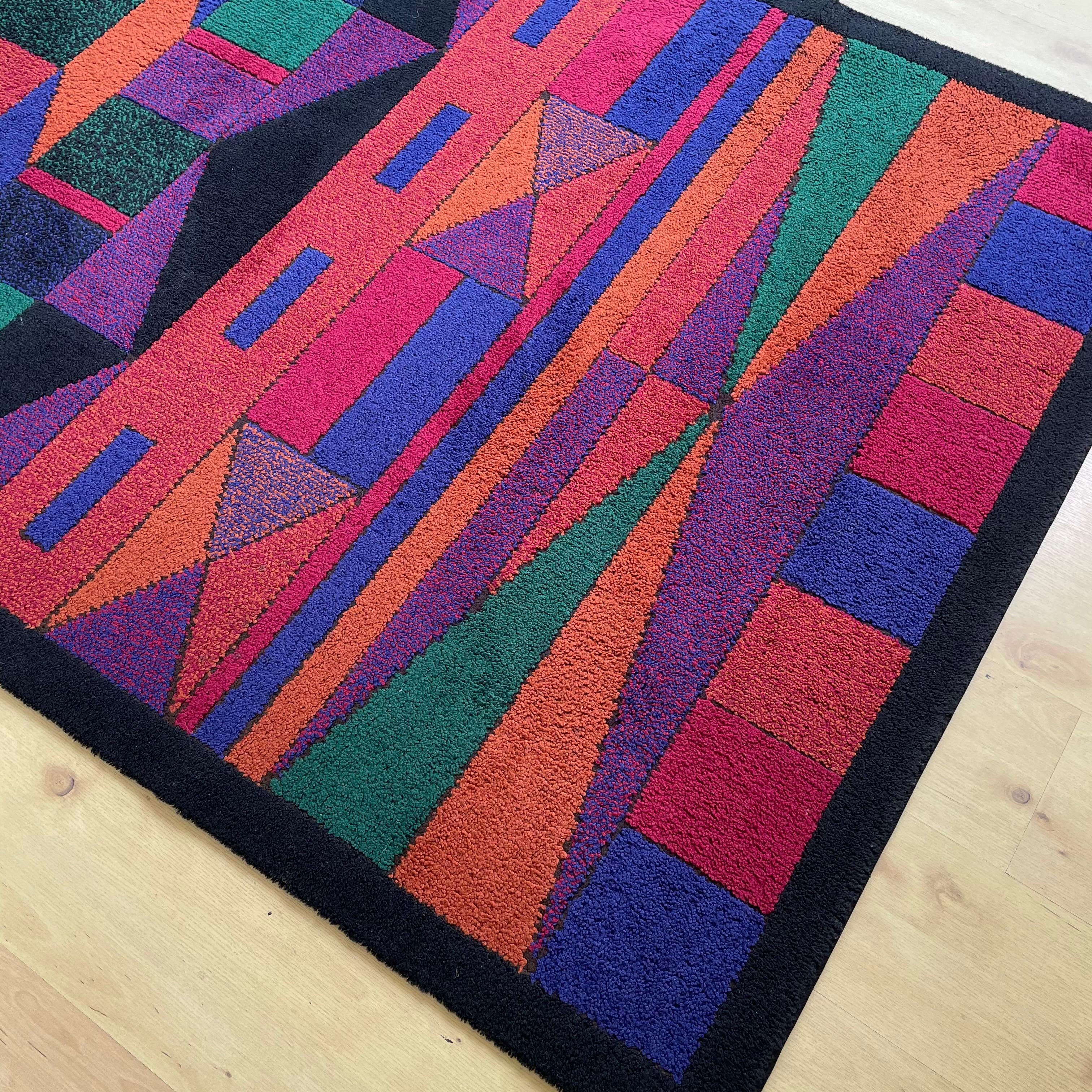 Psychedelic Memphis Style abstract Rug Carpet by Atrium Tefzet, Germany 1980s For Sale 7