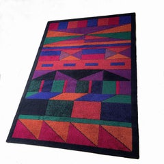 Psychedelic Memphis Style abstract Rug Carpet by Atrium Tefzet, Germany 1980s