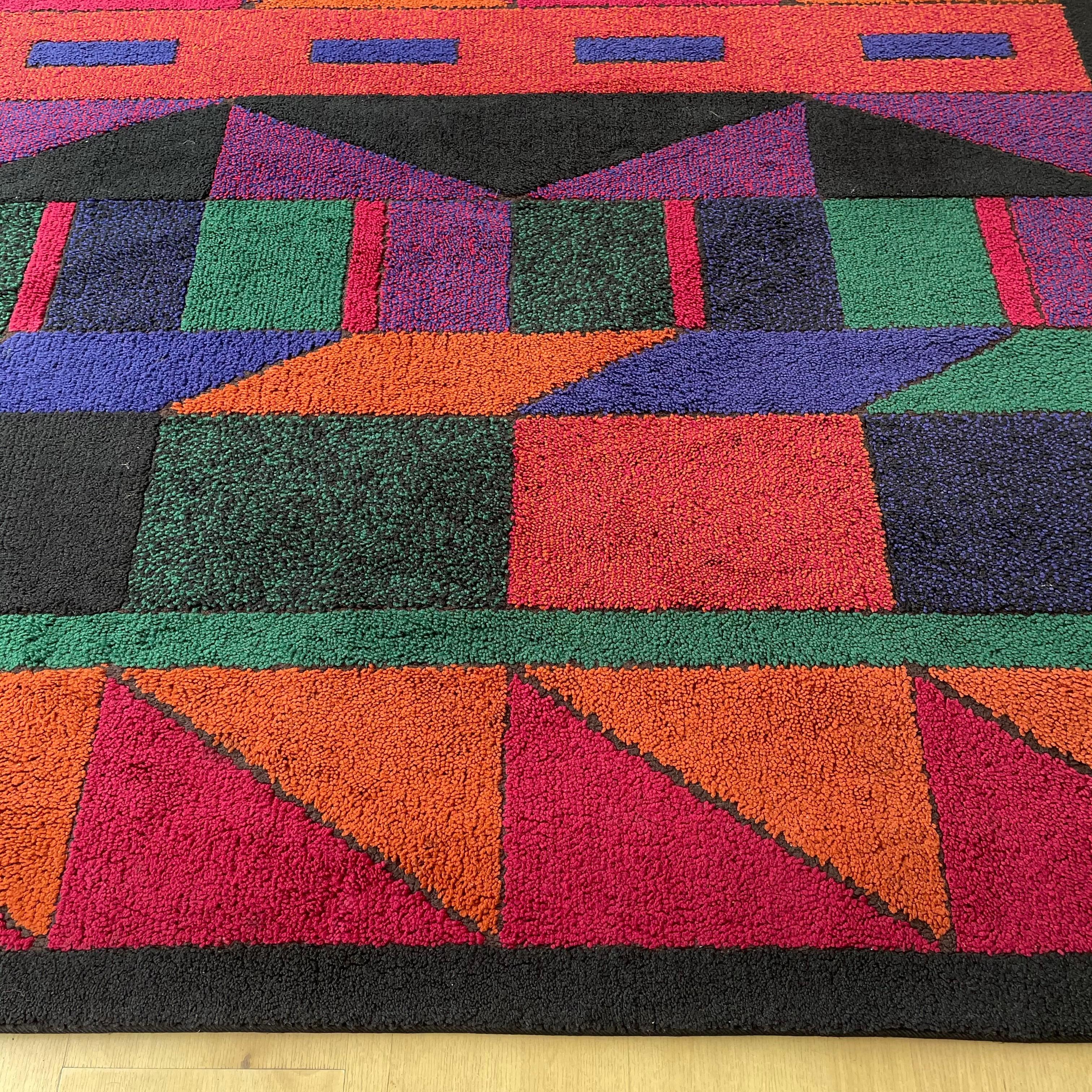 Psychedelic Memphis Style abstract Rug Carpet by Atrium Tefzet, Germany 1980s For Sale 1