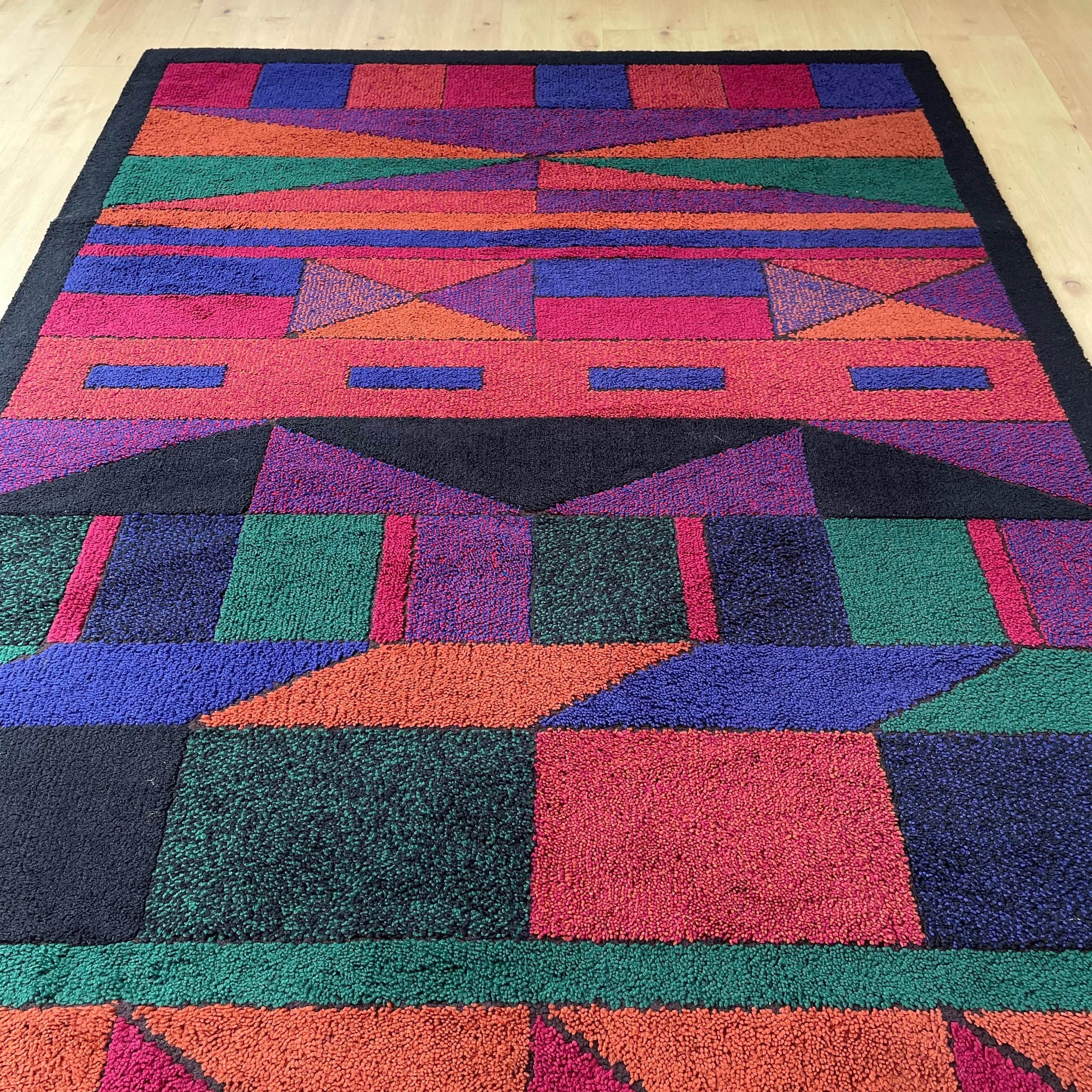 Psychedelic Memphis Style abstract Rug Carpet by Atrium Tefzet, Germany 1980s For Sale 2