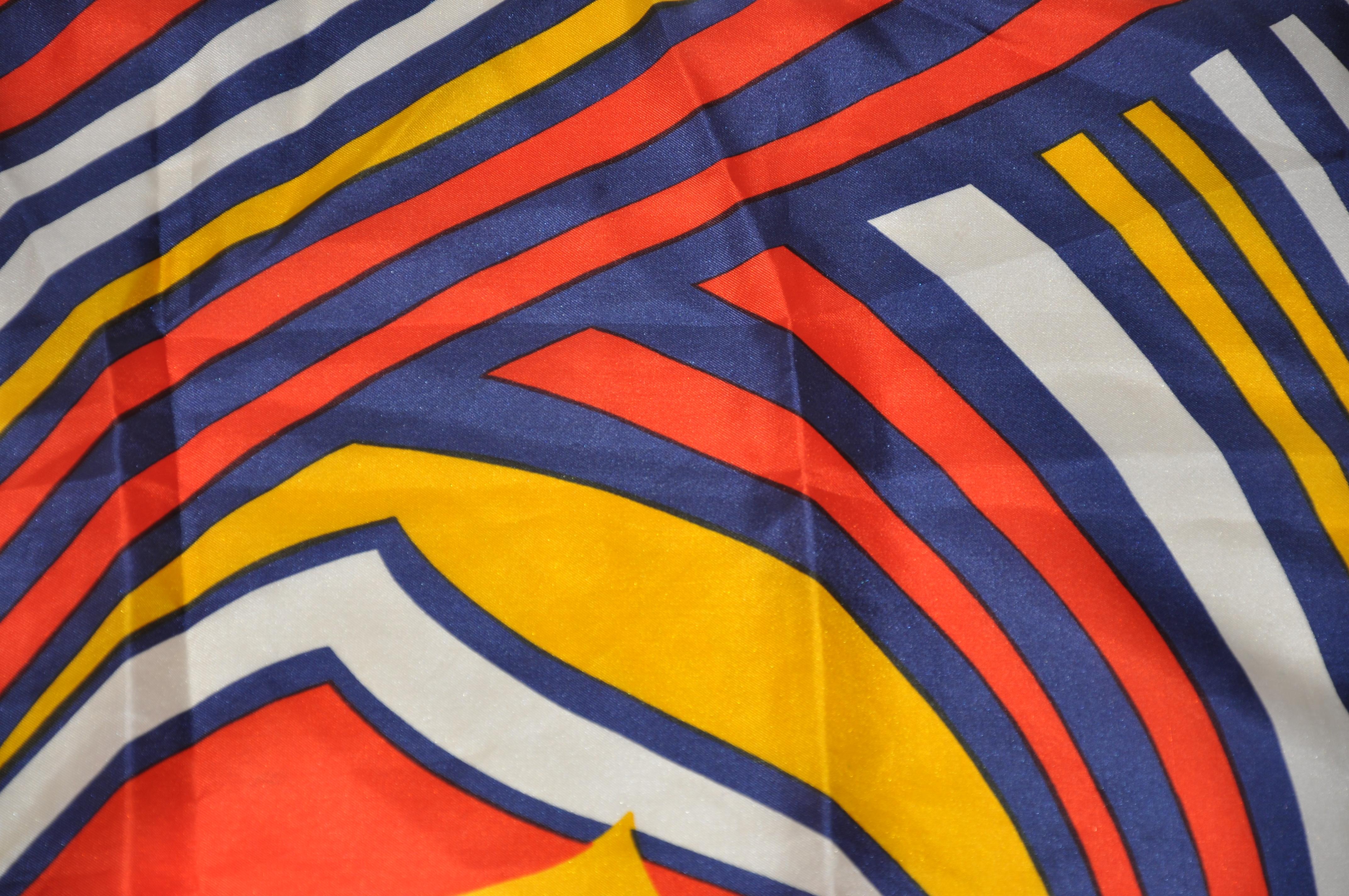 Psychedelic Popping Floral Silk Scarf In Good Condition For Sale In New York, NY