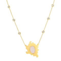 Psychedelic Solitaire Necklace 5.6GMS 3.6CTW Moonstone and Mint Enamel