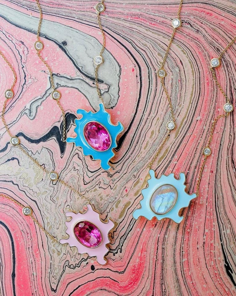 Psychedelic Solitaire Necklace 5.7GMS 6.15ctw Pink Tourmaline and ...