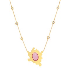 Psychedelic Solitaire Necklace 5.9gms 8.15ctw Tourmaline and Cobalt Enamel