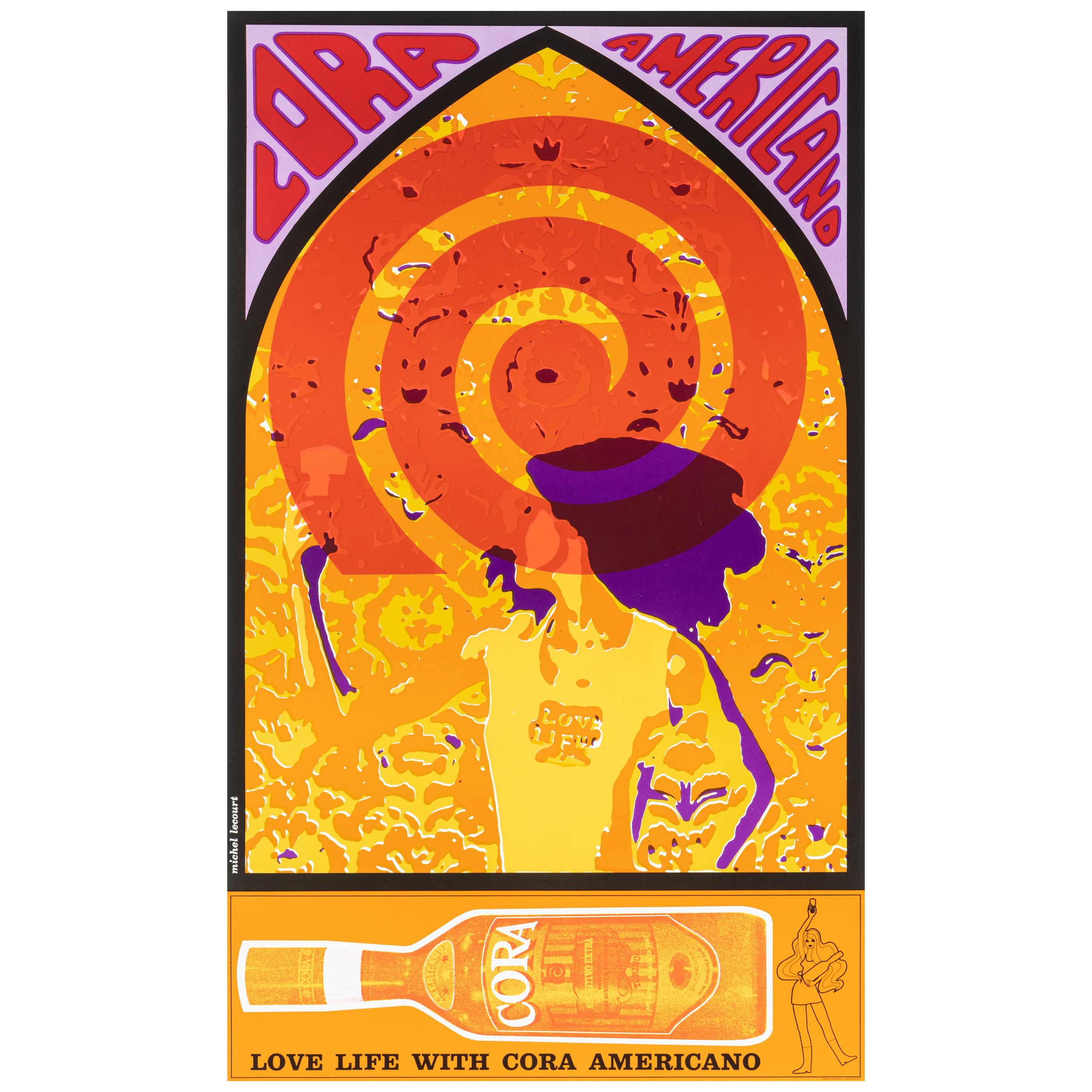 Psychedelisches Vintage-Poster, Lecourt, Cora Americano Aperitivo, Liqueur, ca. 1960