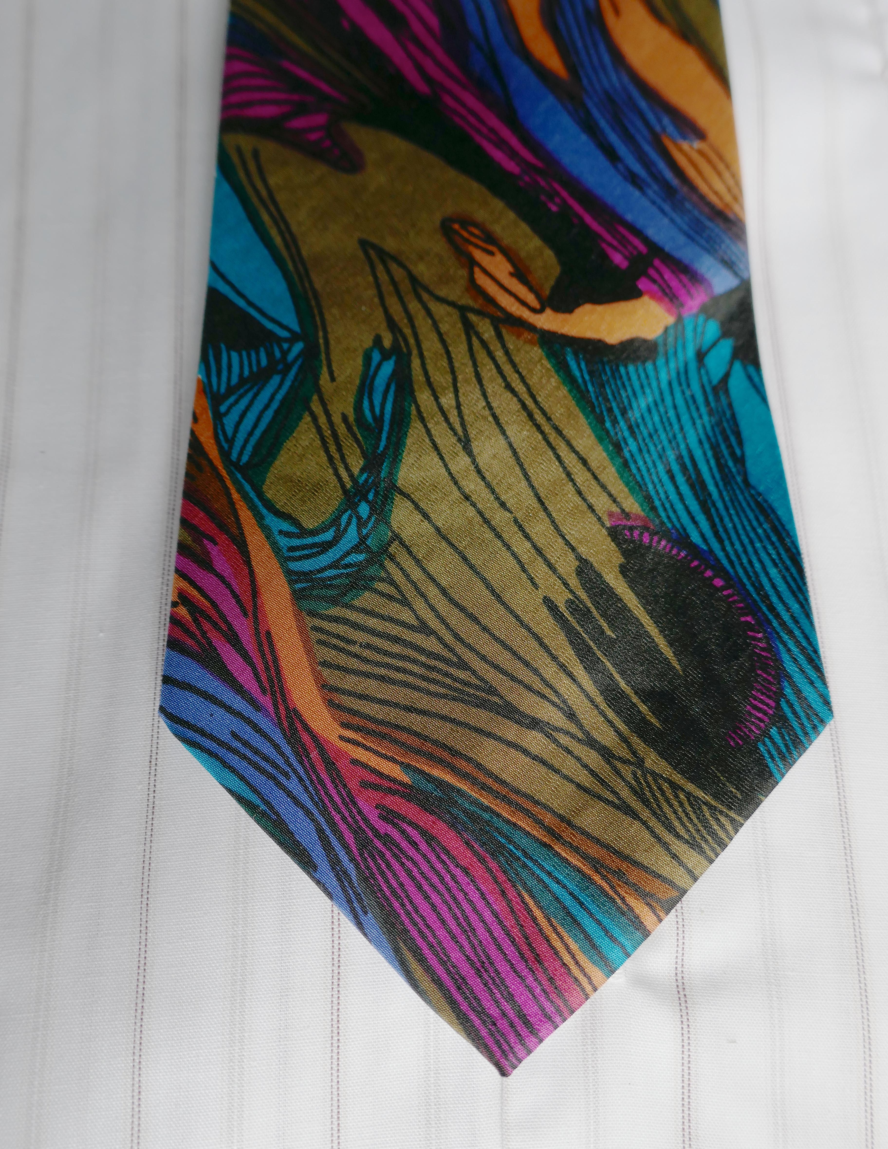 Psychedelic Vintage Retro Silk Tie, Classic from 1960s In Good Condition For Sale In Chillerton, Isle of Wight