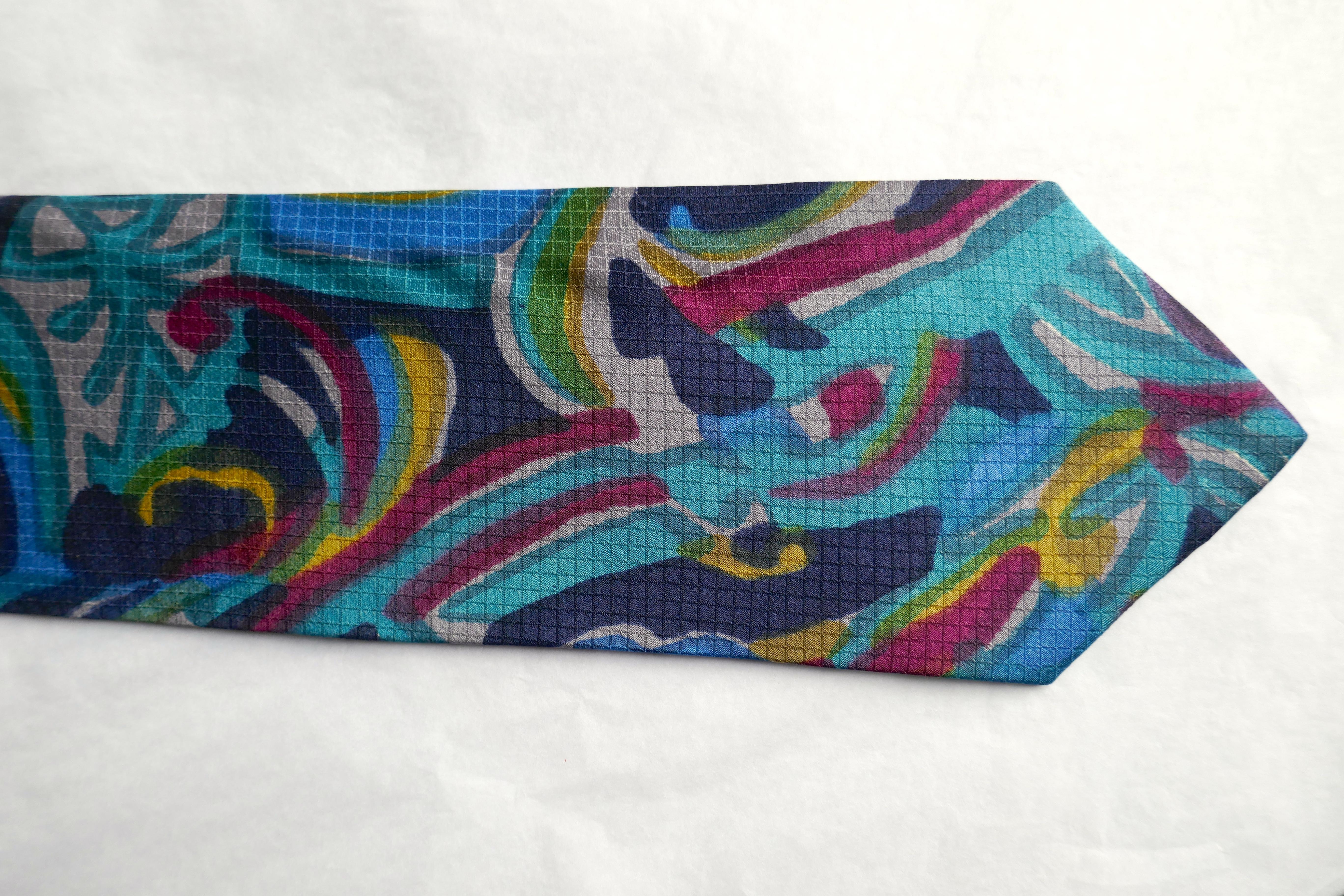 Cravate psychédélique vintage en soie rétro psychédélique, classique Pop Art des années 1960 Pour hommes en vente