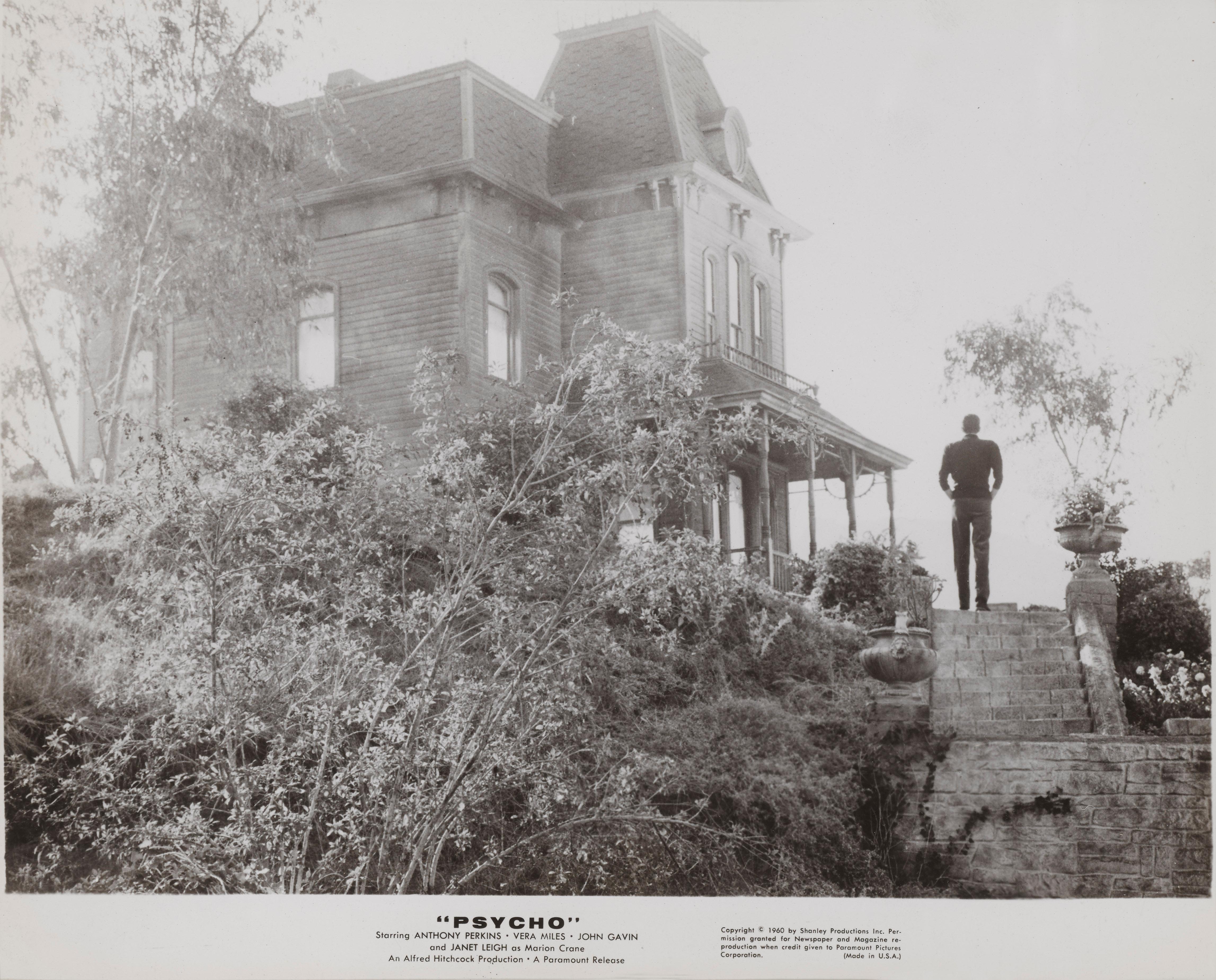 Original Paramount studio photographic production still for Alfred Hitchcock's 1960 Horror, Thriller Psycho, starring Anthony Perkins, Janet Leigh, Vera Miles. The image is the most iconic image from the film. This piece is conservation framed with