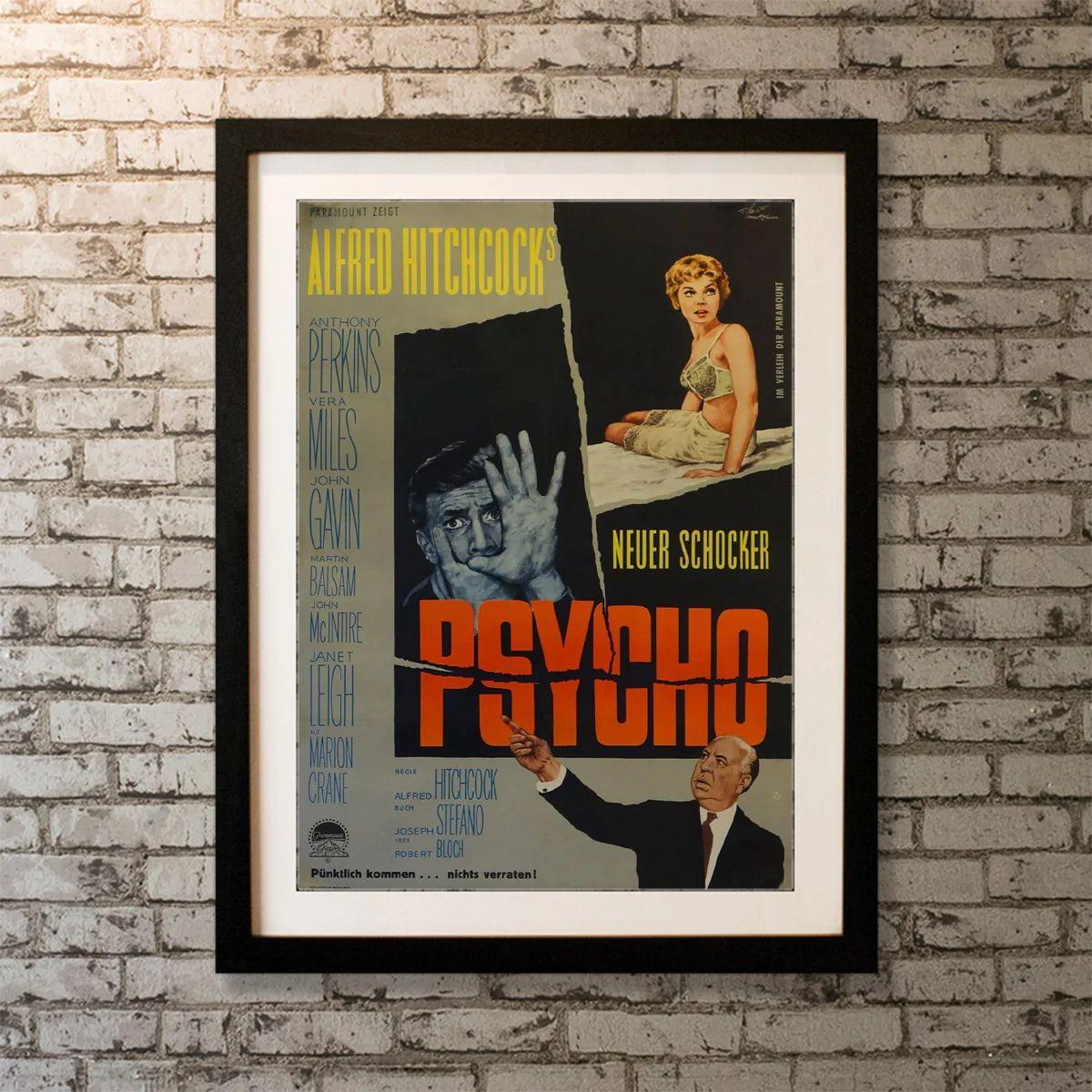 Psycho, Unframed Poster, 1960

A Phoenix secretary embezzles $40,000 from her employer's client, goes on the run, and checks into a remote motel run by a young man under the domination of his mother.

Year: 1960
Nationality: German
Condition: