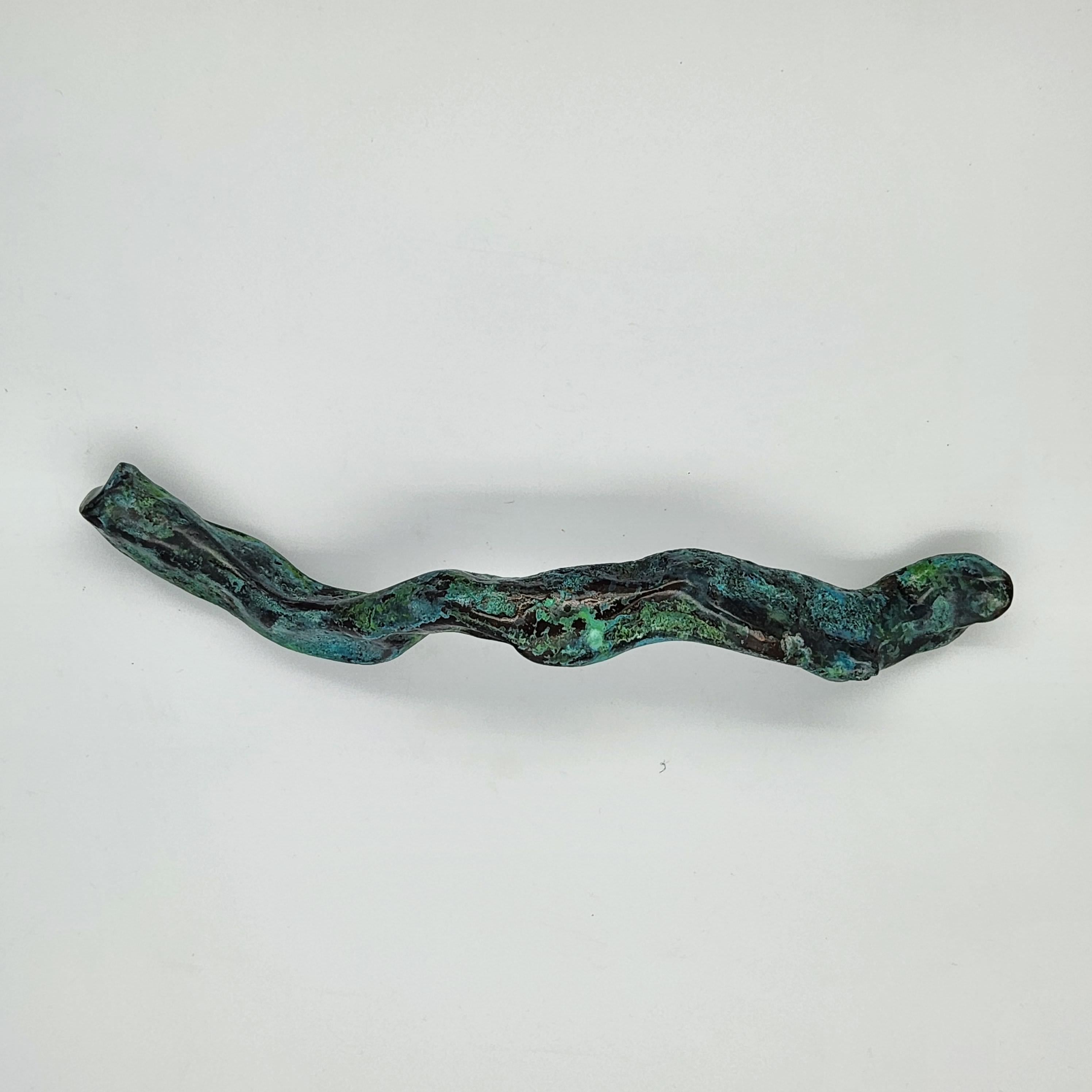 Hand-Crafted PT/E/02 Solid brass drawer pull : Organic forms 27 cm For Sale