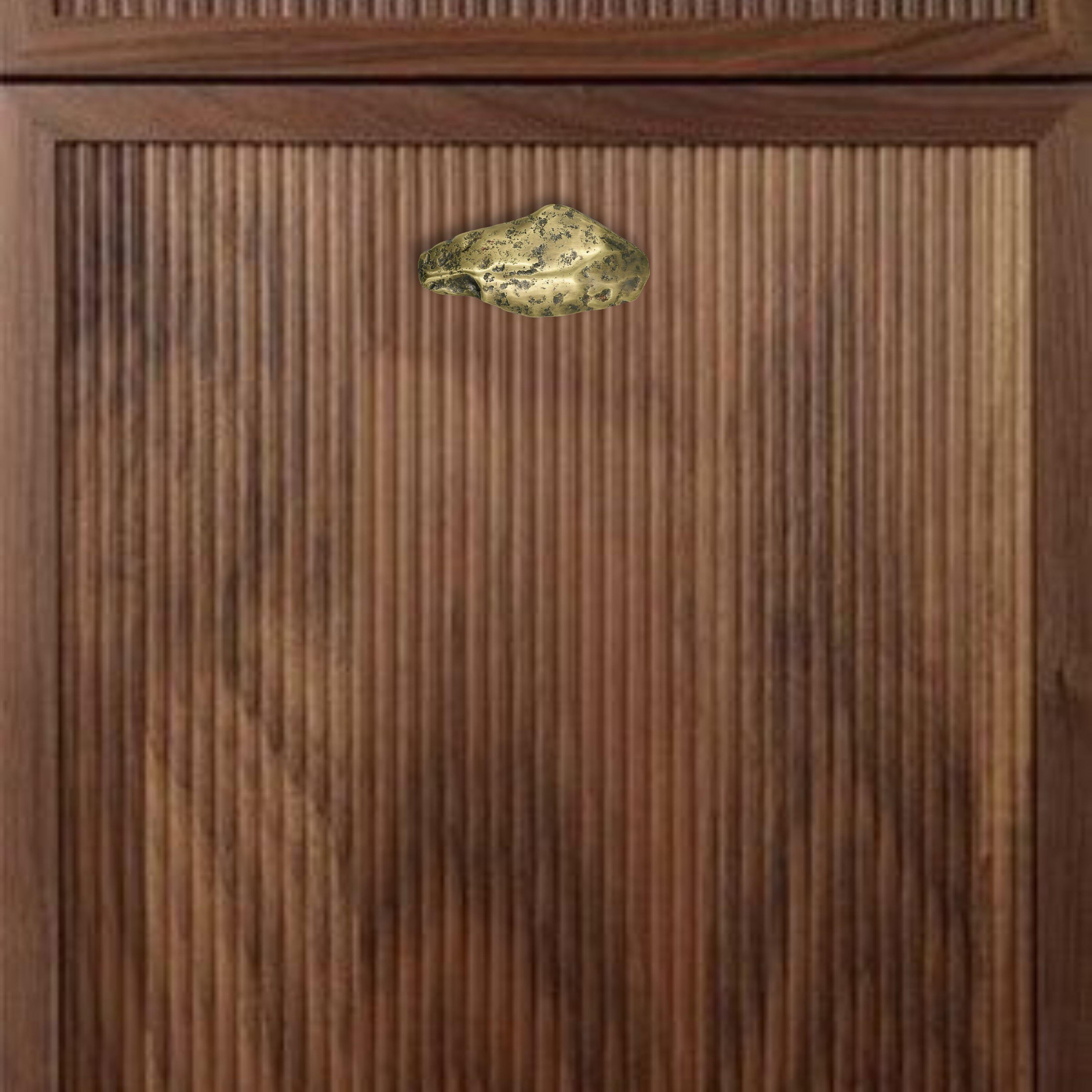 Contemporary PT/E/03 Cabinet pull in solid brass : Organic forms 11/5 cm For Sale
