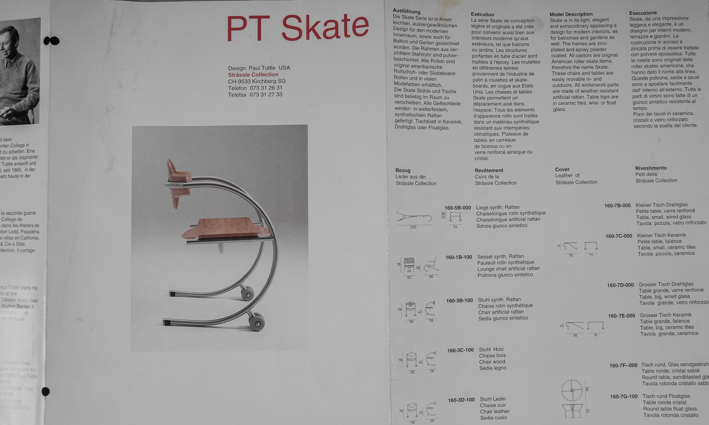 PT Skate Serie Set by Paul Tuttle for Strässle Collection, Chaisellounge + Table For Sale 10