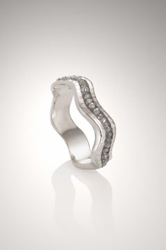 Platinum Wave Ring with White Diamonds