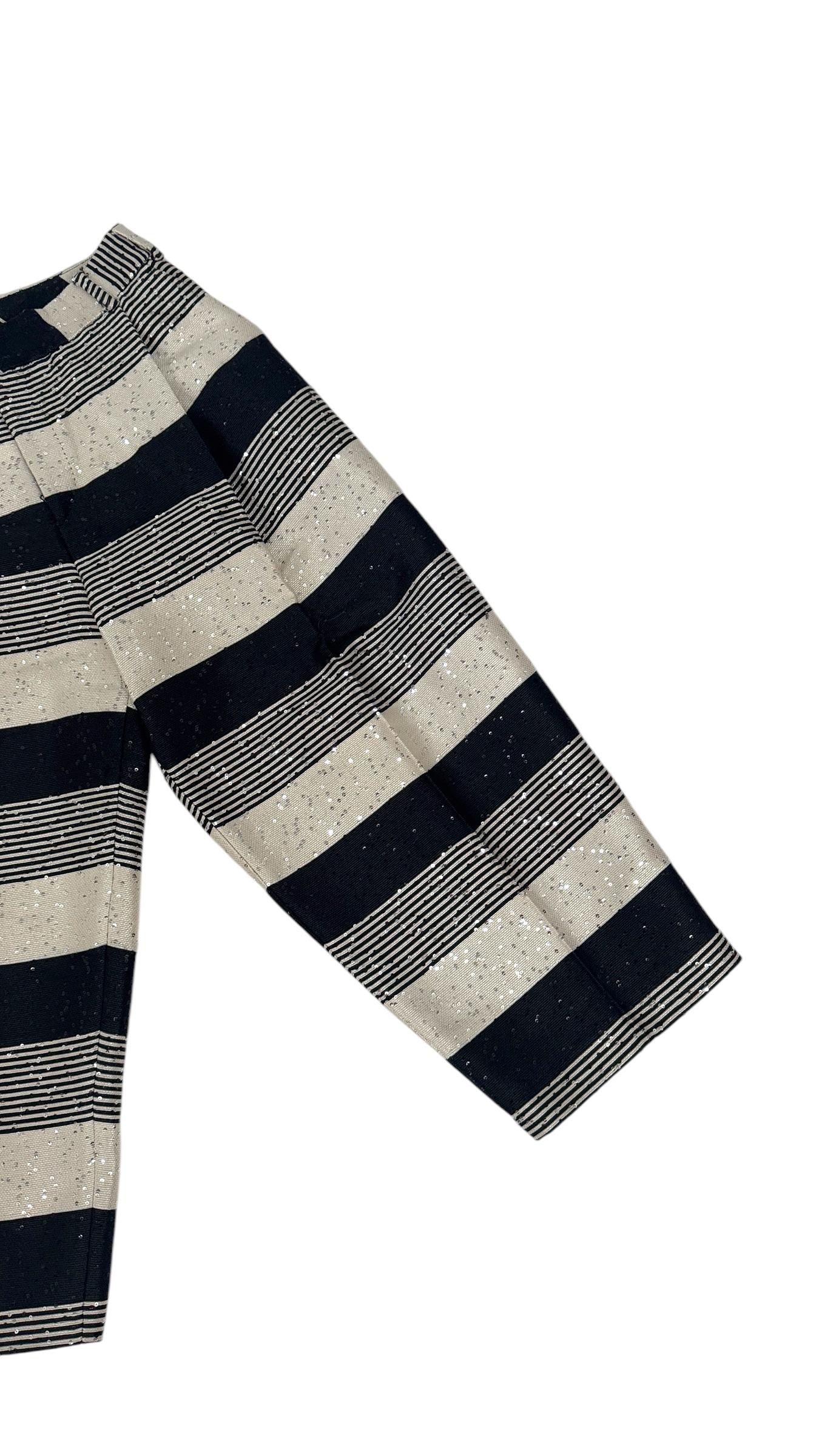 PT01 Striped Jacquard Cropped Pants with Sequins - We pay for import duty! In Good Condition For Sale In Milano, IT