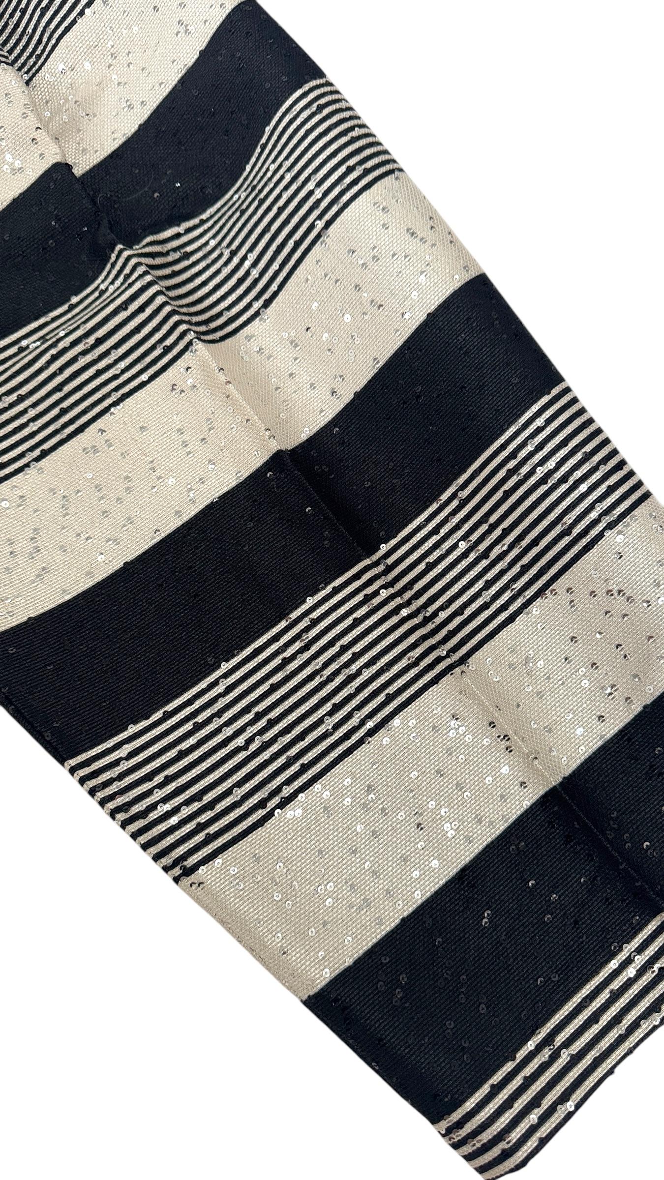 Women's or Men's PT01 Striped Jacquard Cropped Pants with Sequins - We pay for import duty! For Sale
