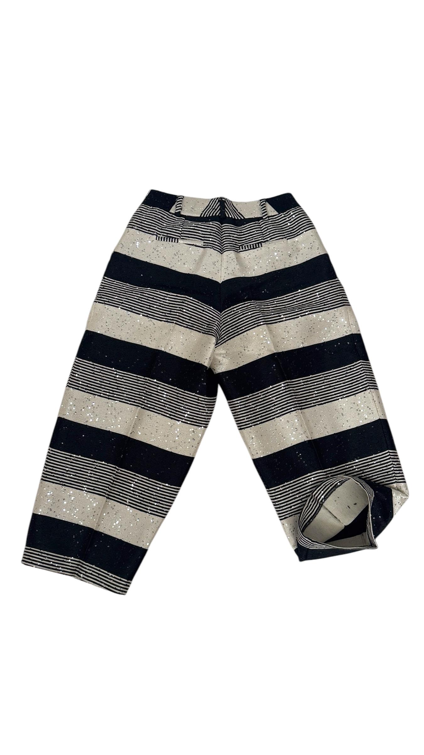PT01 Striped Jacquard Cropped Pants with Sequins - We pay for import duty! For Sale 3