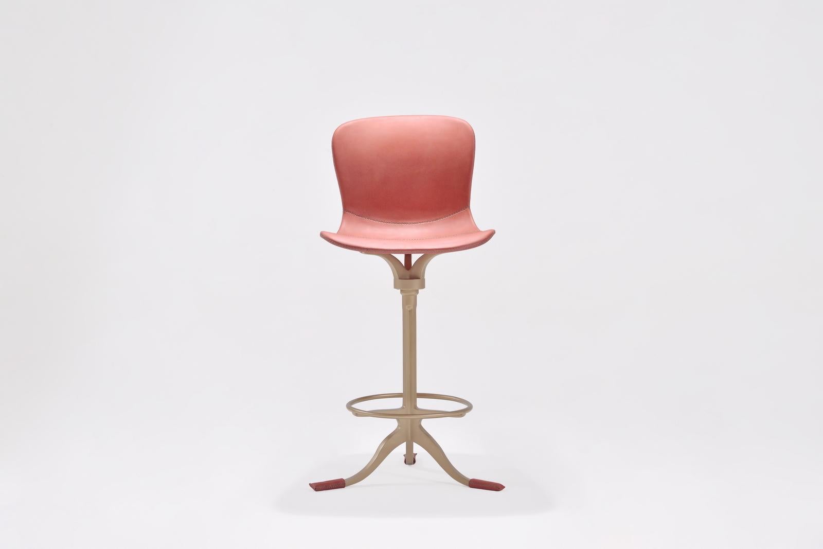 Mid-Century Modern  Counter-Height Swivel Stool with Footrest Ring, by P. Tendercool For Sale