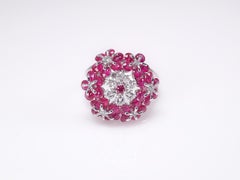 Pt950 Ruby Diamond Floral Ring by MOISEIKIN