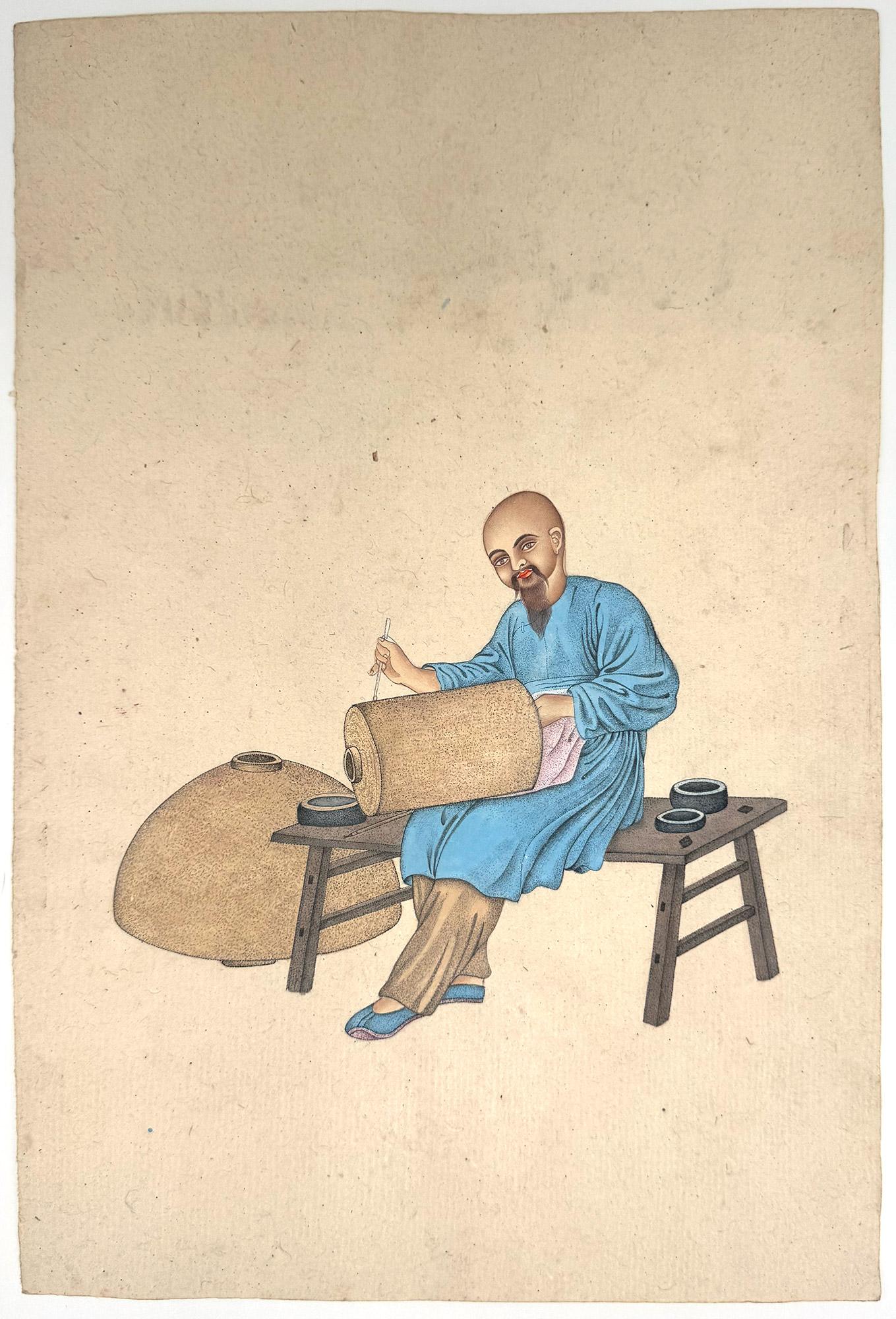 Pu Qùa Figurative Print - Fishermen resting by a riverbank