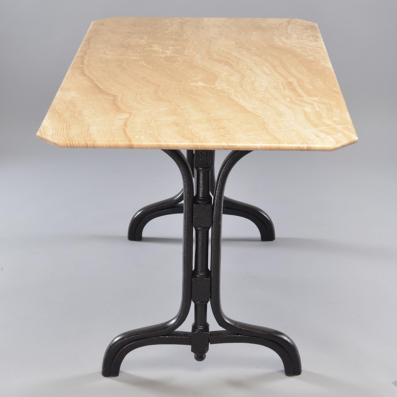 Pub Table with Marble Top and Ebonised Bentwood Base 4