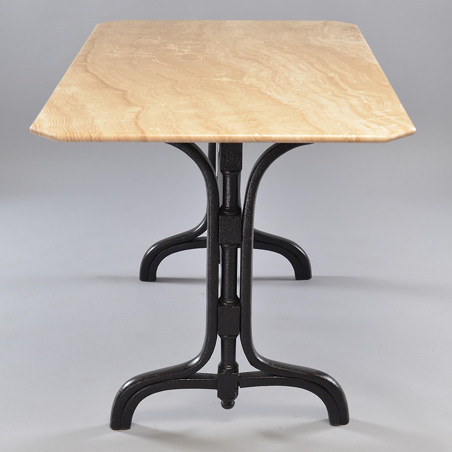 Pub Table with Marble Top and Ebonised Bentwood Base 5