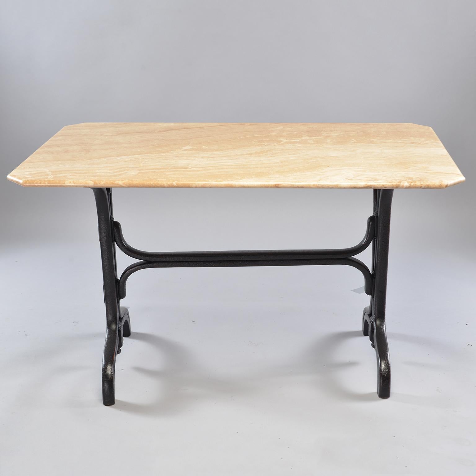 Pub Table with Marble Top and Ebonised Bentwood Base 7