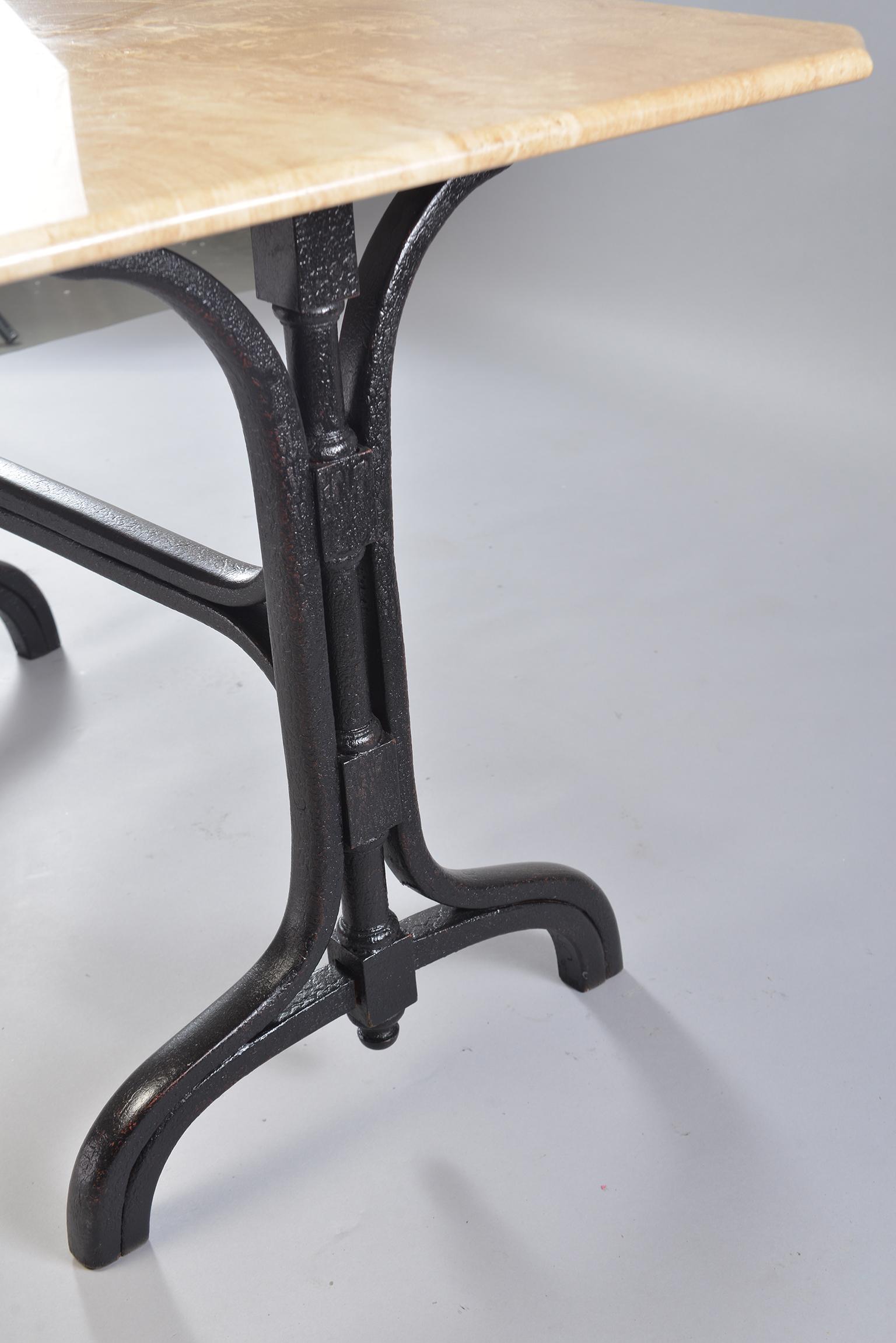 20th Century Pub Table with Marble Top and Ebonised Bentwood Base