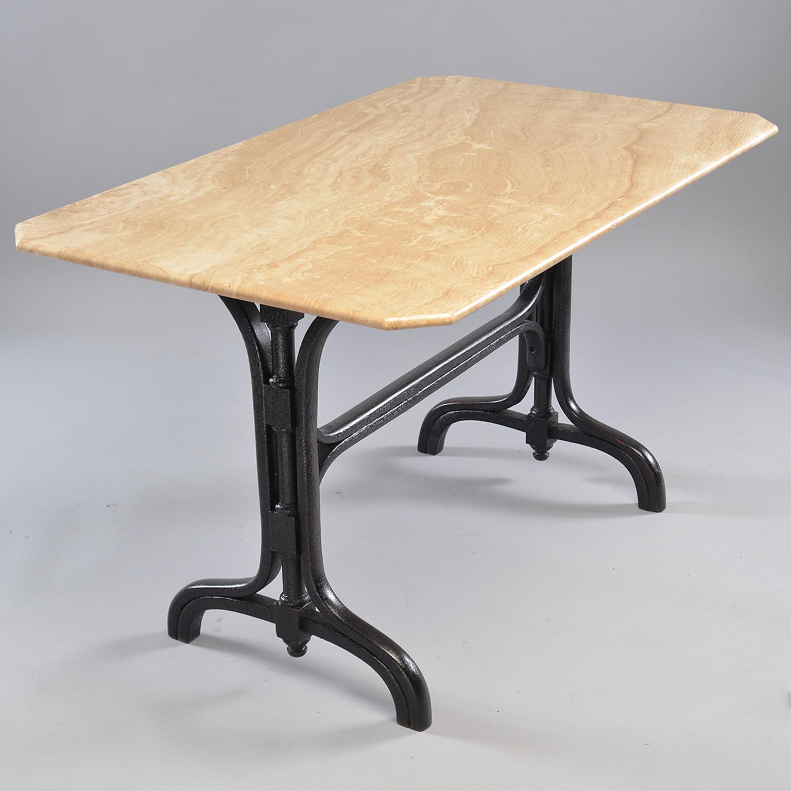 Pub Table with Marble Top and Ebonised Bentwood Base 2