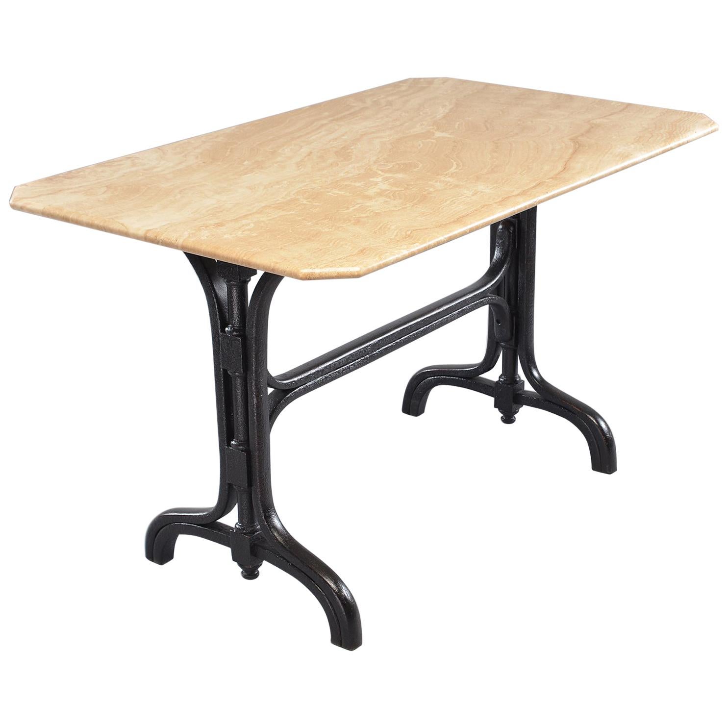 Pub Table with Marble Top and Ebonised Bentwood Base