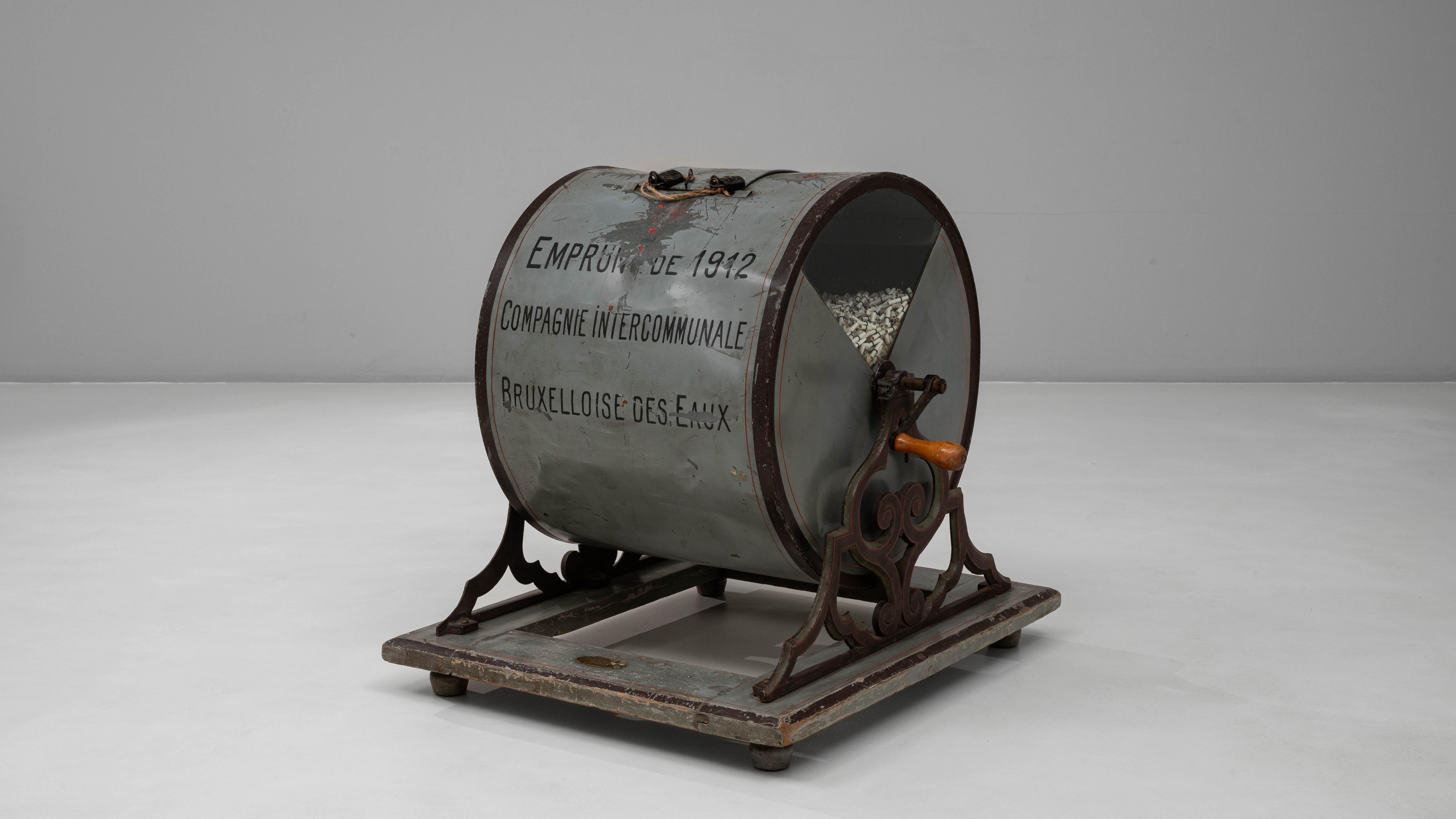 Öffentliche Anleihe Metall Lotterietrommel von Brussels Water Company im Angebot 2