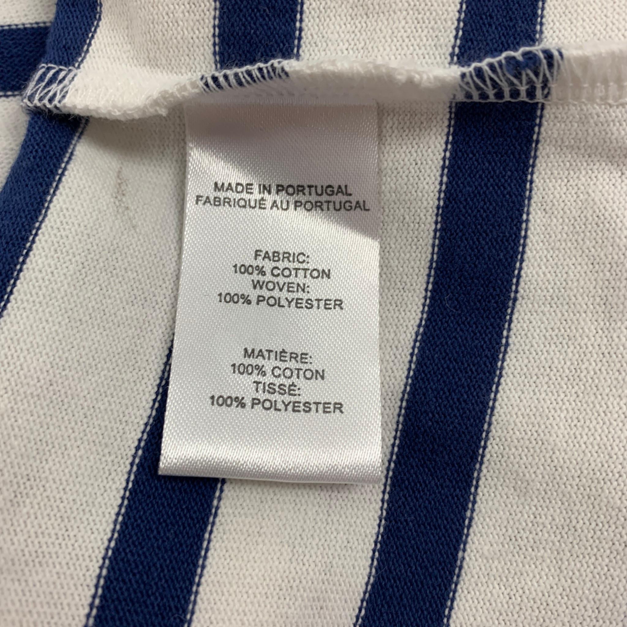 Men's PUBLIC SCHOOL Size XL White Blue Stripe Cotton Polyester Crew-Neck T-shirt