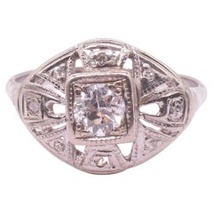 14K White Gold Art Deco Diamond Ring