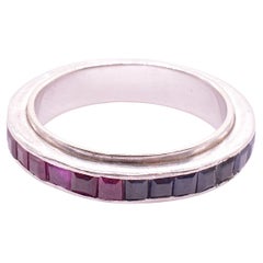 Antique PUBLISH Art Deco Day and Night Sapphire and Ruby Platinum Eternity Band 