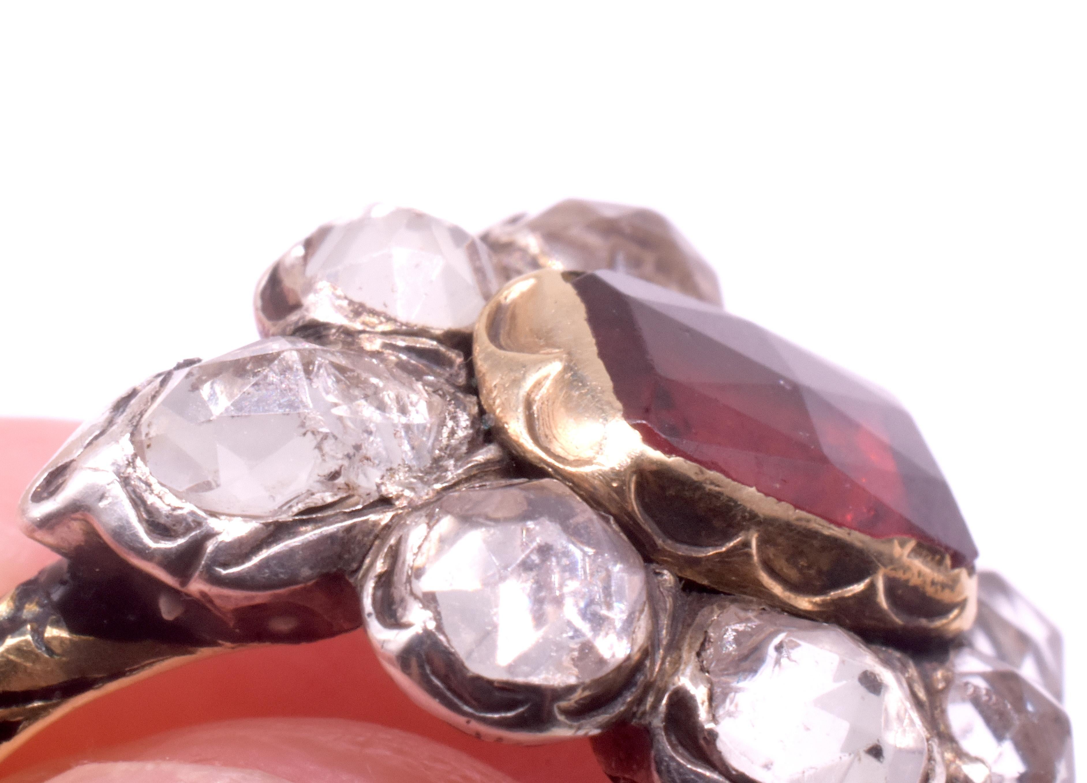 C1680 Stuart Period Paste Cluster Ring with Center Almandine Garnet For Sale 5