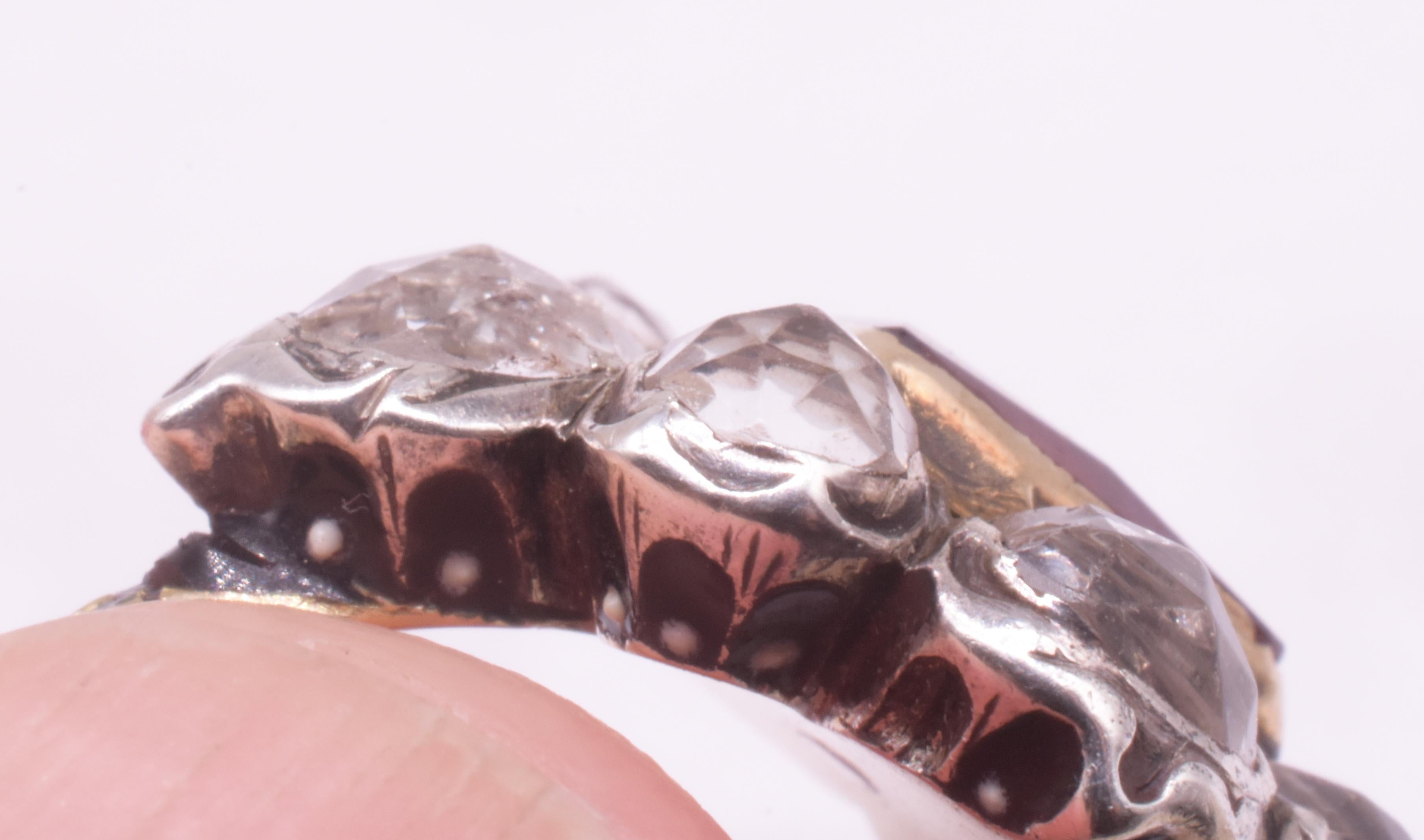 C1680 Stuart Period Paste Cluster Ring with Center Almandine Garnet For Sale 6