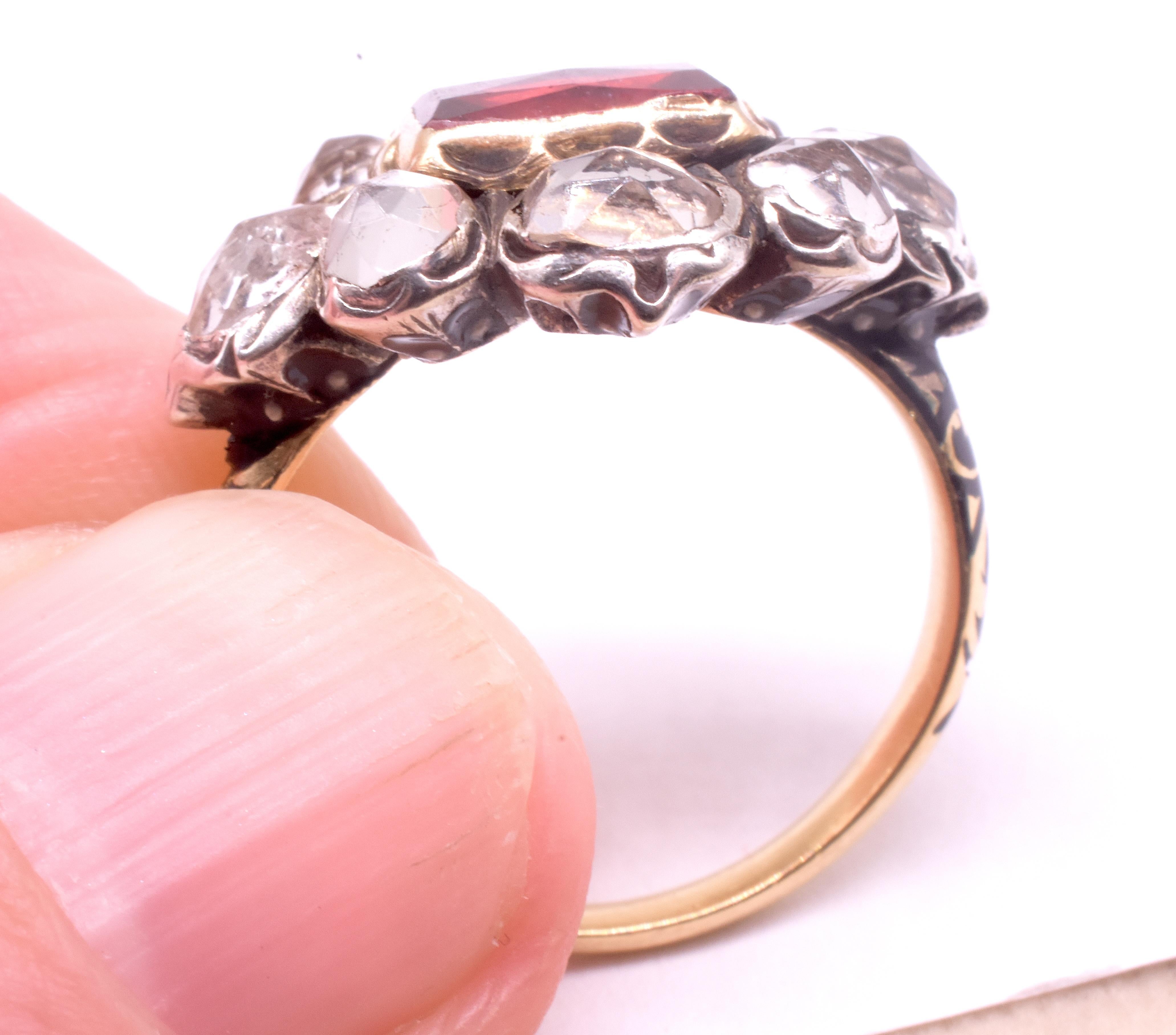 C1680 Stuart Period Paste Cluster Ring with Center Almandine Garnet For Sale 7
