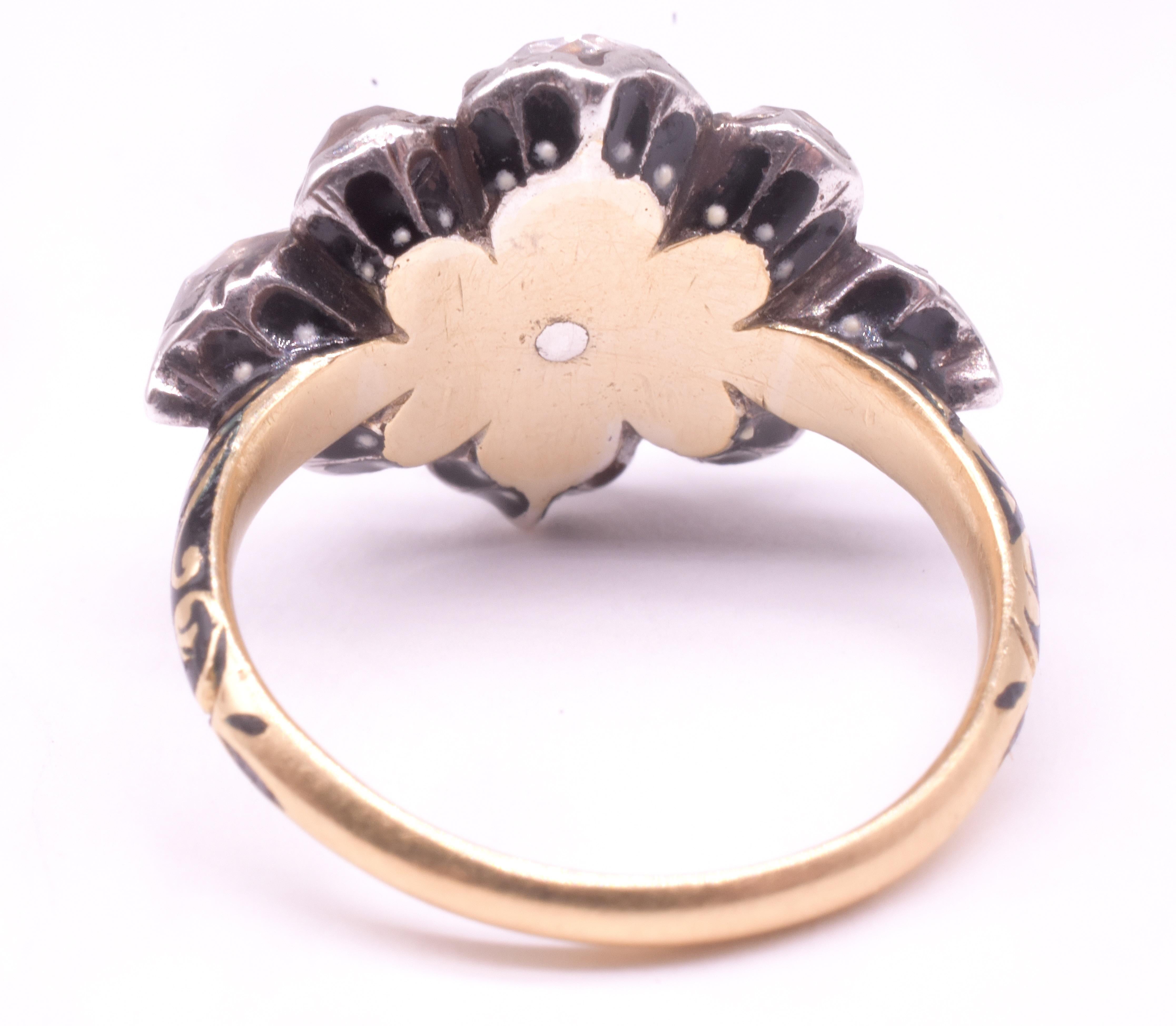 Rose Cut C1680 Stuart Period Paste Cluster Ring with Center Almandine Garnet For Sale