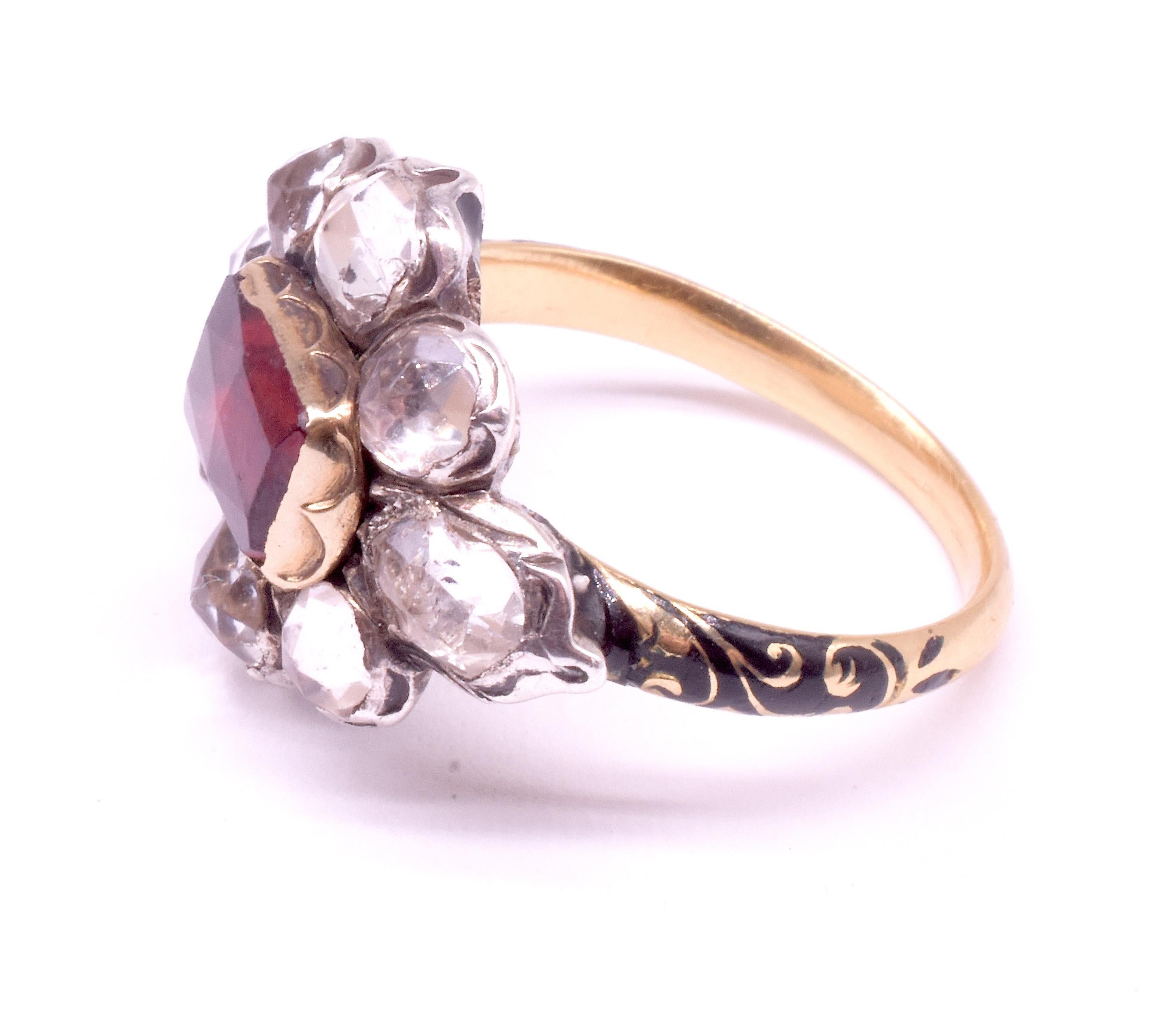 C1680 Stuart Period Paste Cluster Ring with Center Almandine Garnet For Sale 4