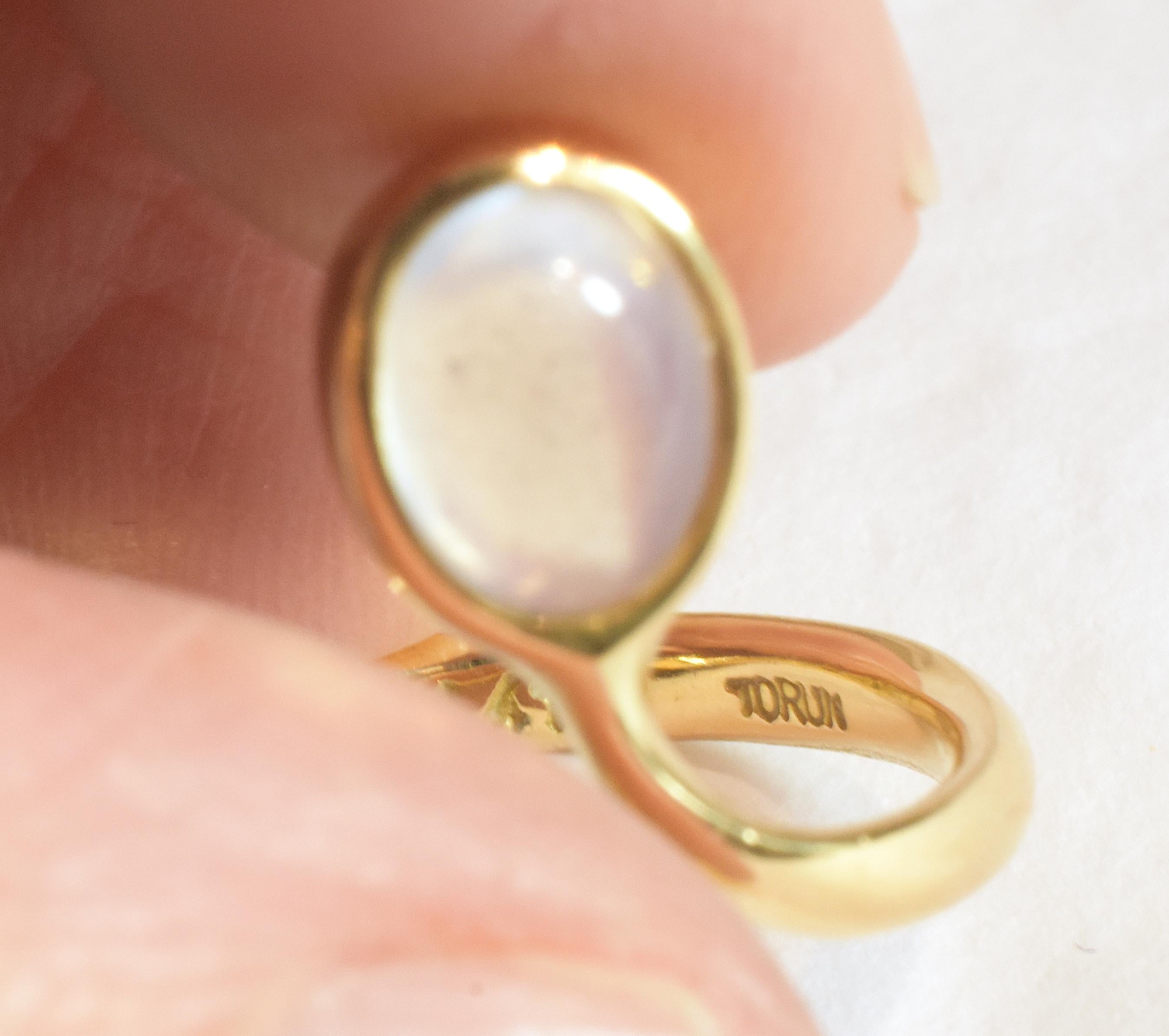 C1980 18 carati Georg Jensen Anello a serpente con pietra di luna singola stilizzata e curvilinea in vendita 3
