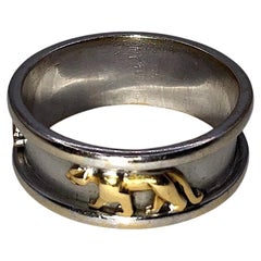 PUBLISH C1980 Platinum Band Ring with 18K Panthers Along the Band, size 7.25