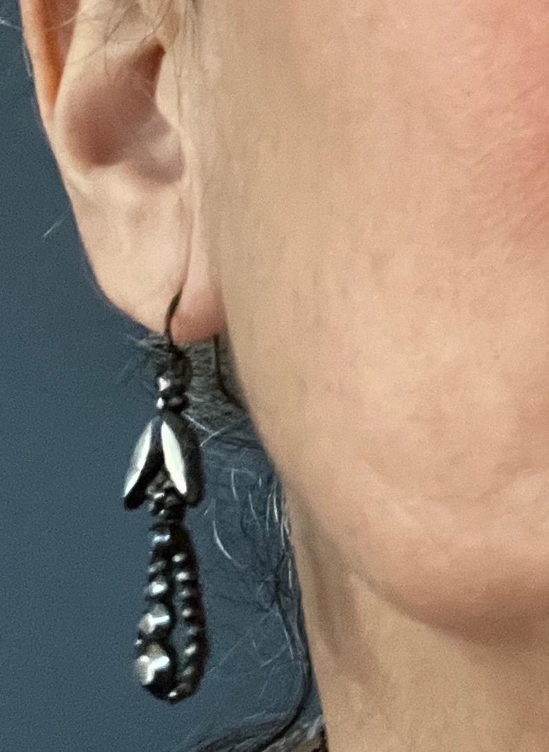 Cut Steel Faceted Leaf drop earrings 4